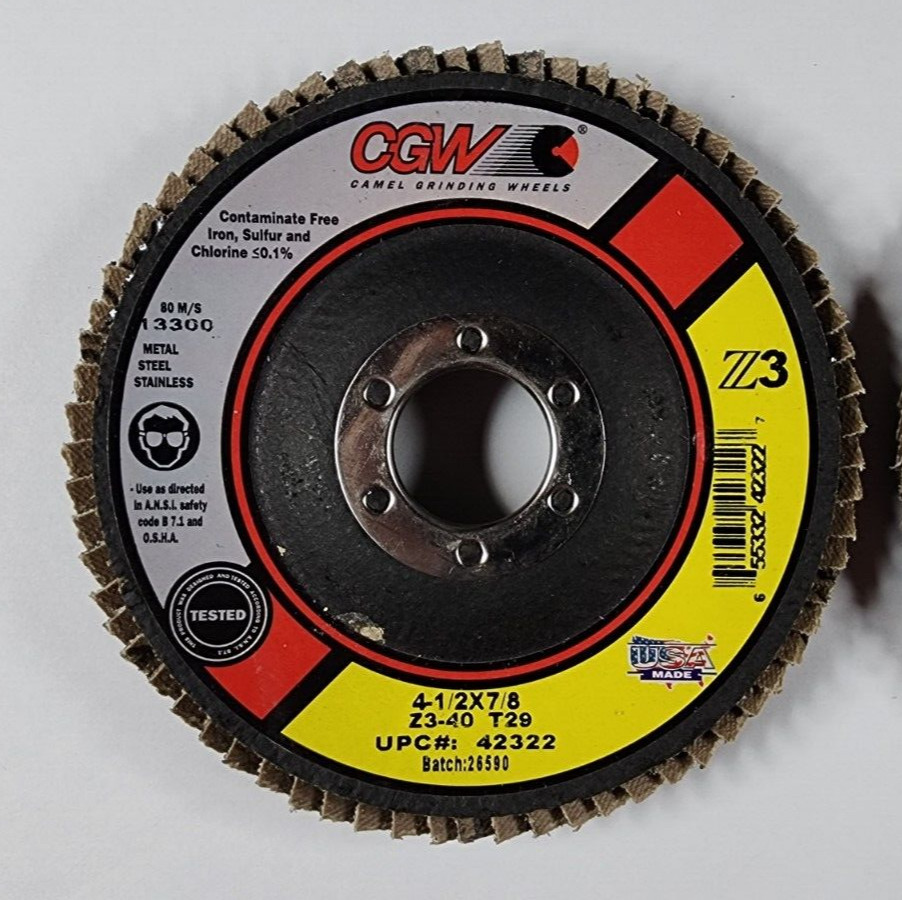 CGW 4-1/2″ 40 Grit & 80 Grit Combo Flapper Grinding Wheel for Metal ~ USA Made