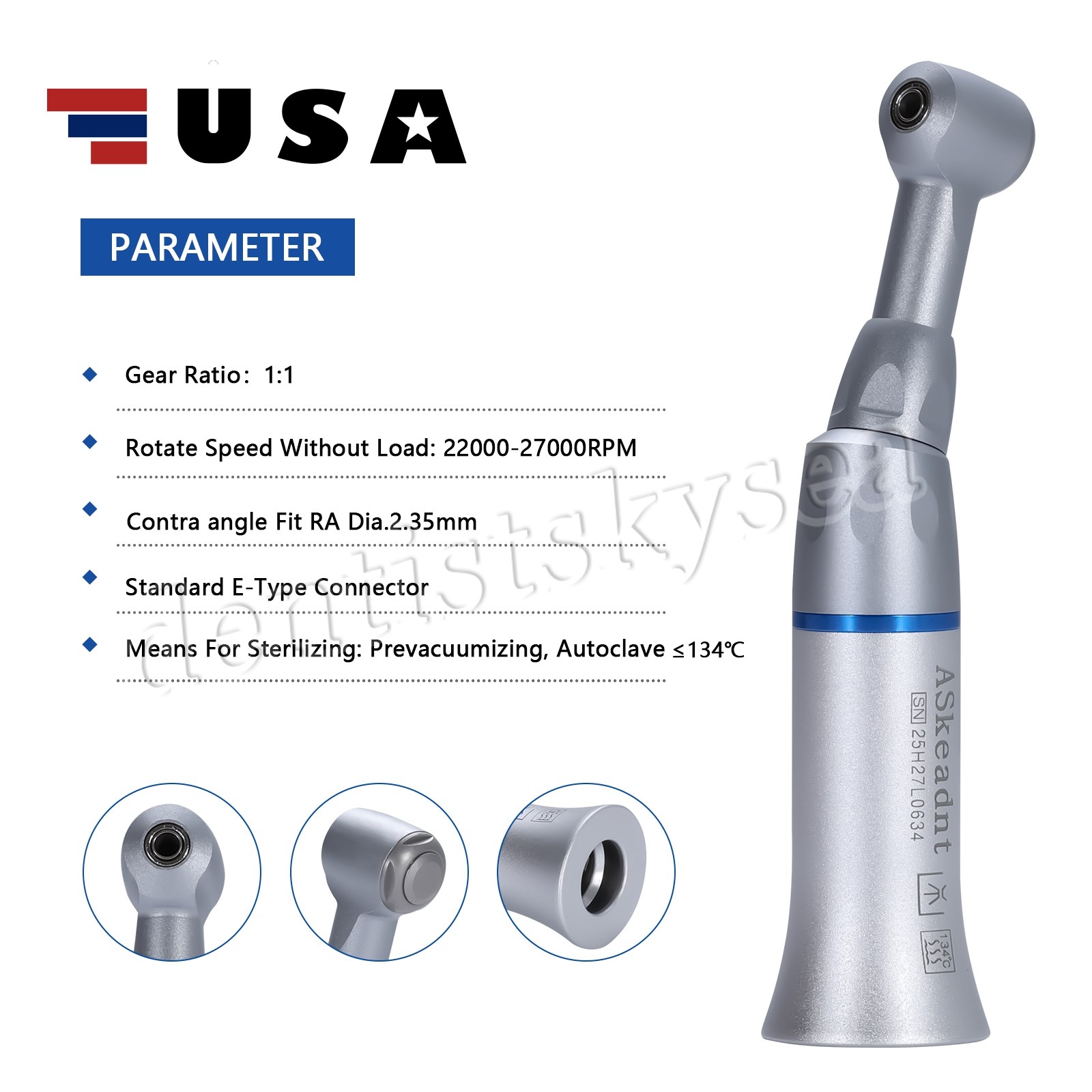 Dental Low Speed Contra Angle Handpiece fit NSK E-type Motor 135°C Autoclave wl#