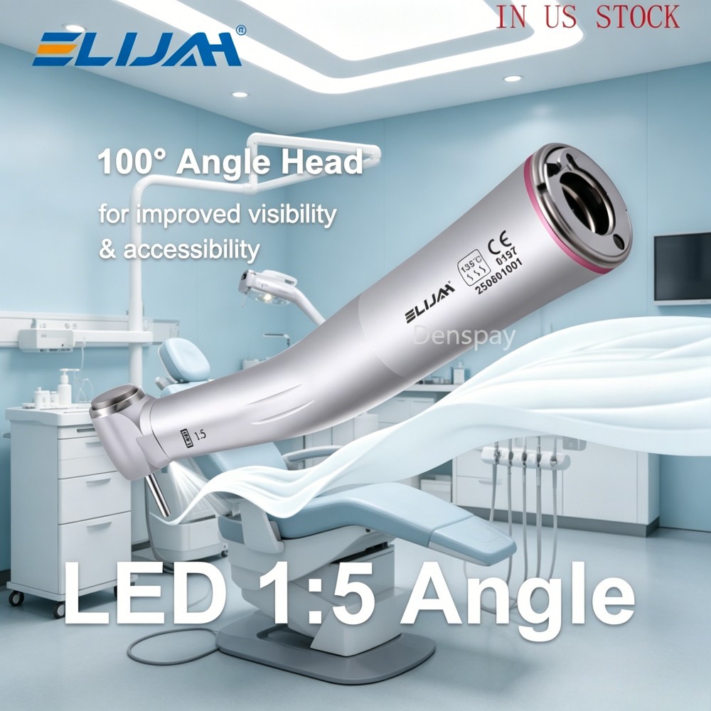 NSK Ti-MAX X95L Style Dental 1:5 LED Fiber Optic Contra Angle Handpiece Red Ring
