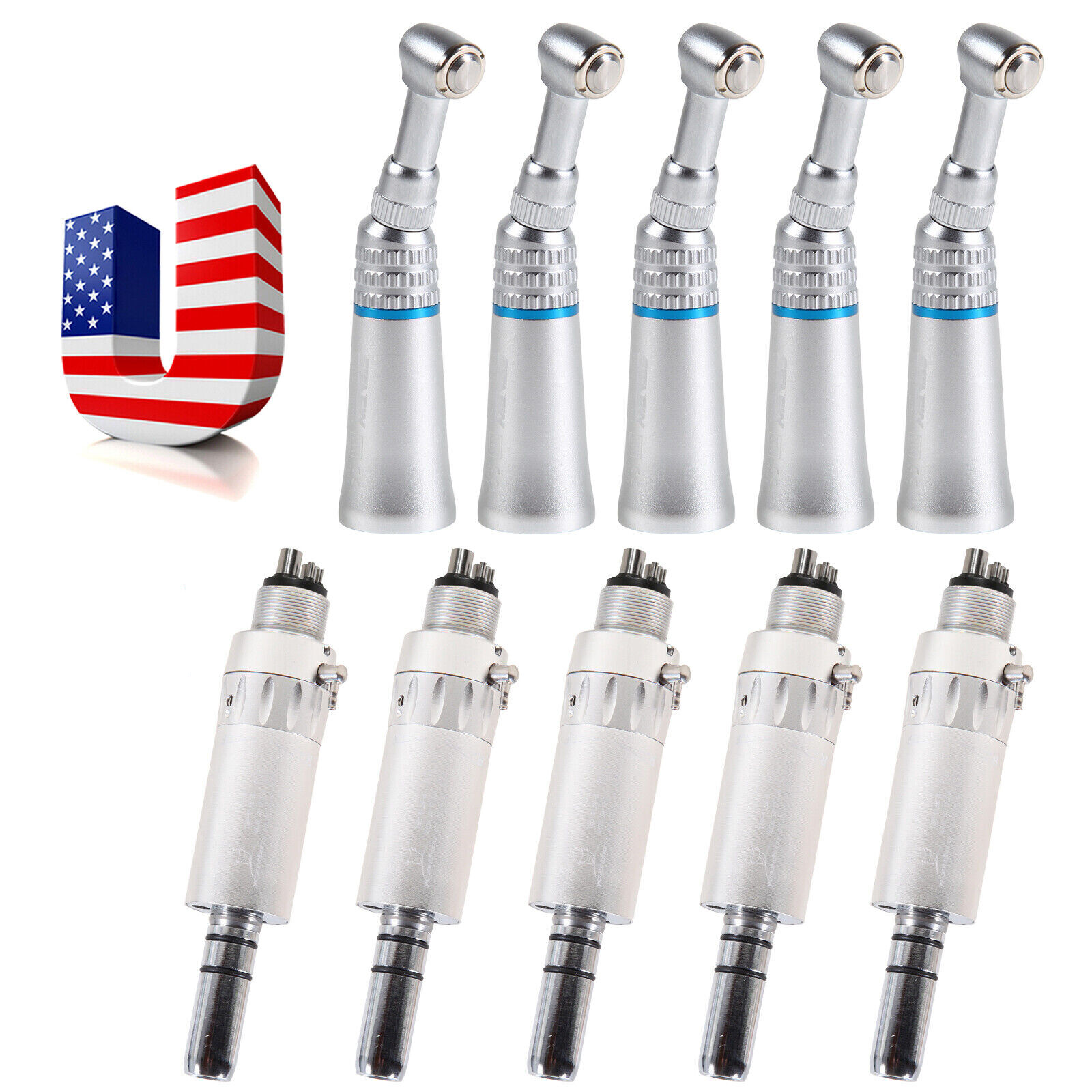 1-5 Dental Low Speed Push 1:1 Contra Angle Handpiece /Air Motor E-type 2/4H SA