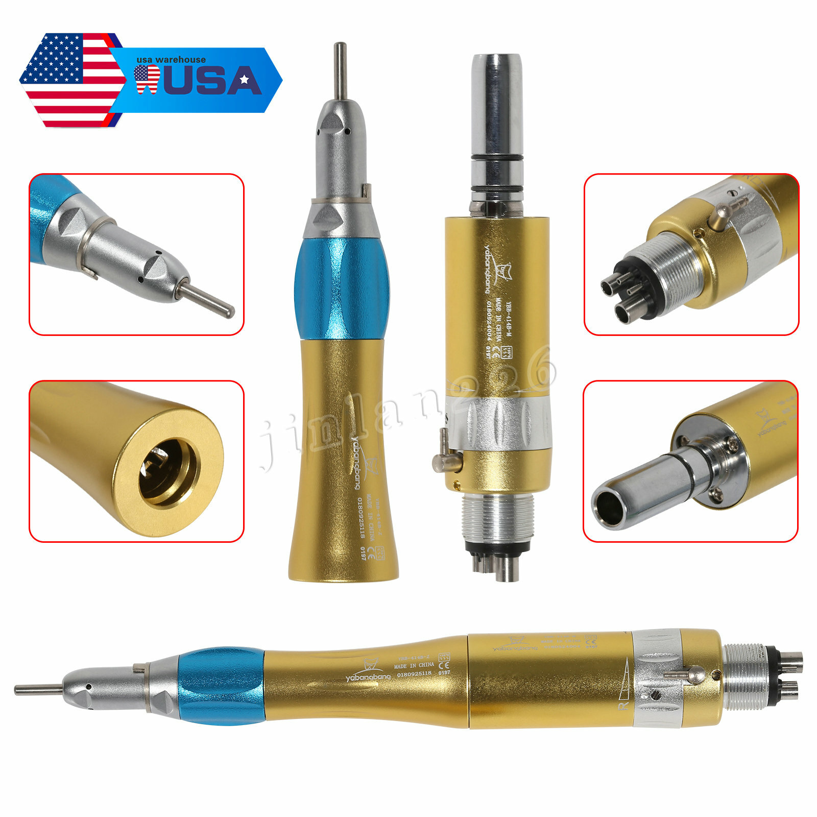 1-5 NSK Style Dental Straight Nosecone Handpiece / Air Motor 4-Holes Low Speed