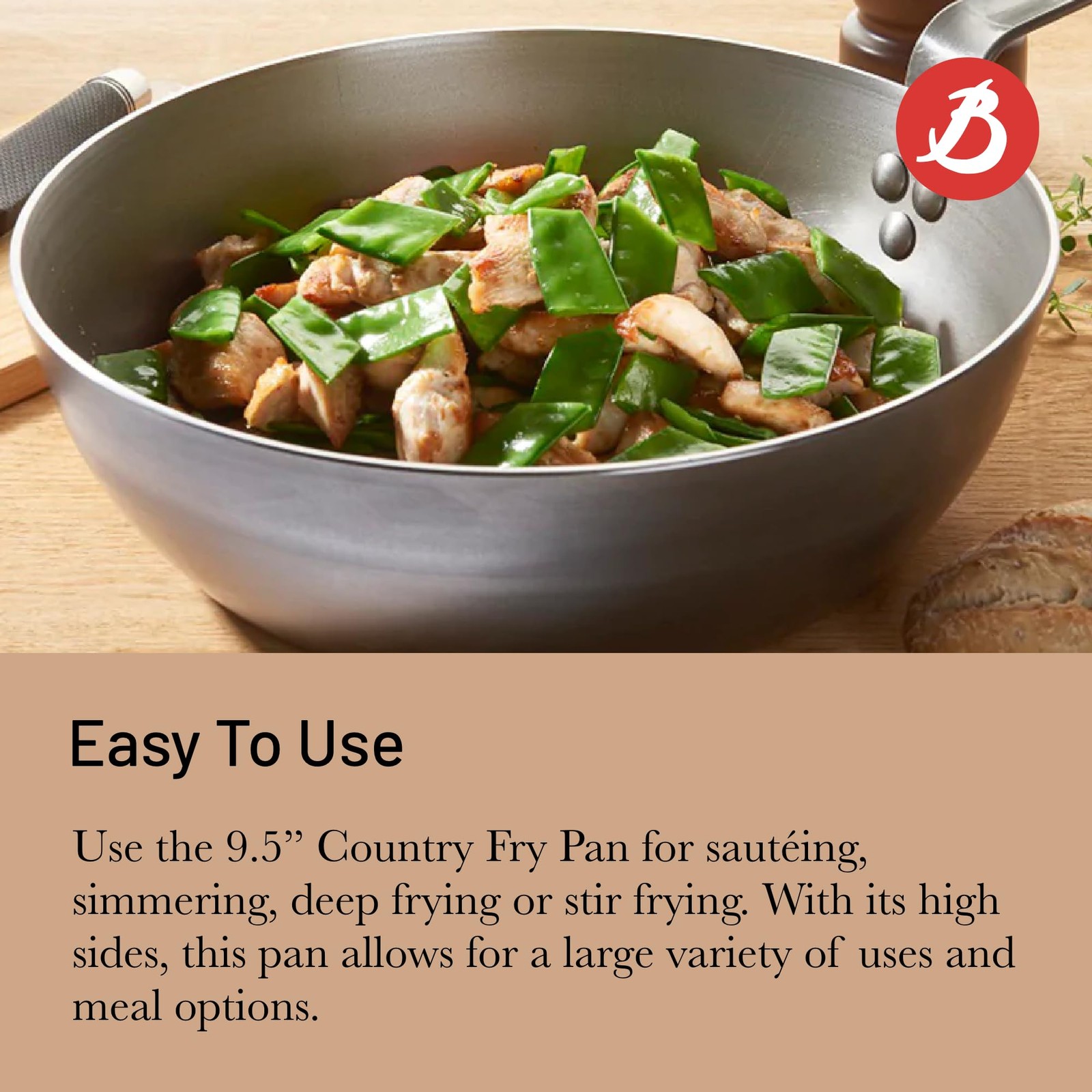 De Buyer Mineral B Carbon Steel Country Fry Pan – 9.5 Diameter 6.5 Cooking