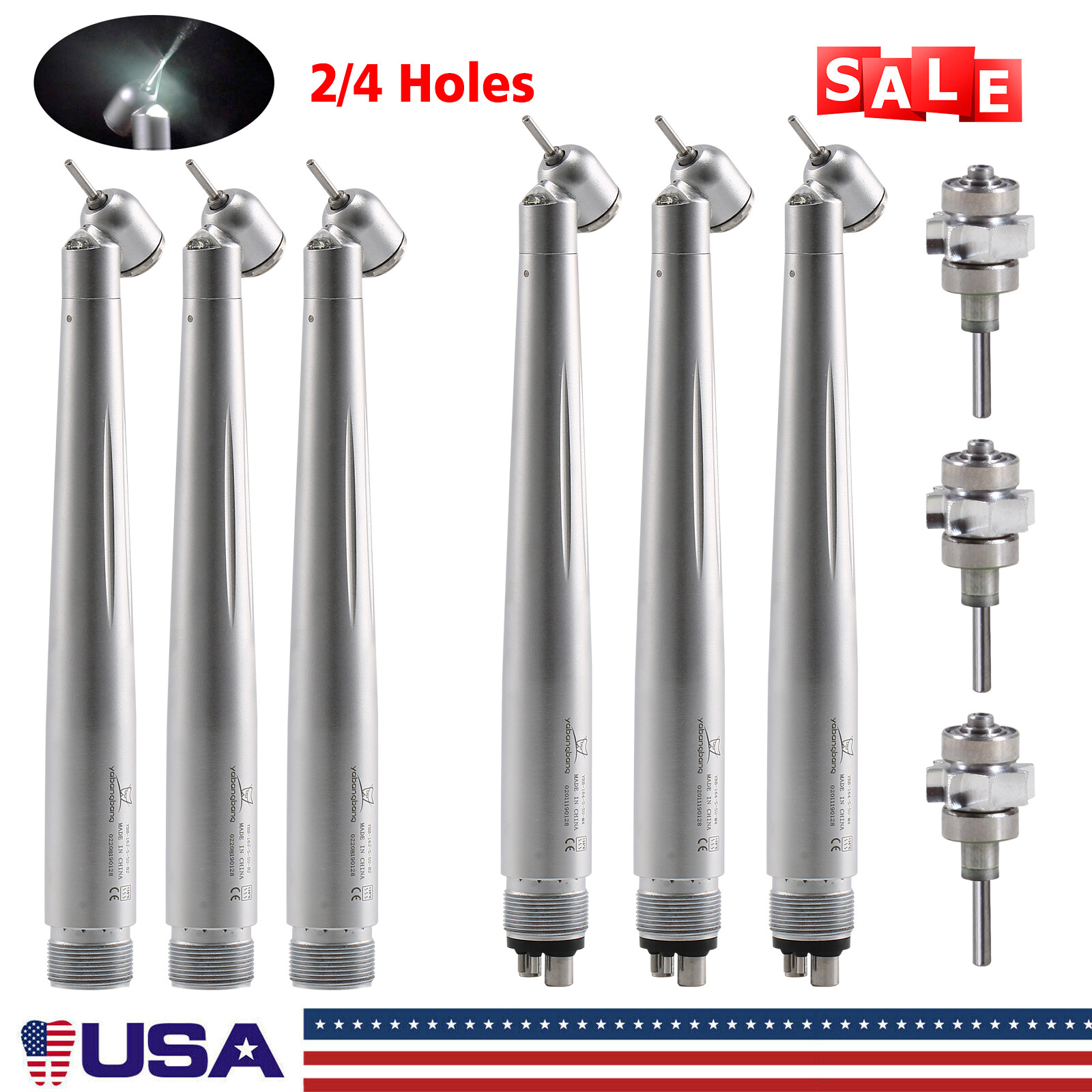 Dental 45° LED E-generator High Speed Surgical Handpiece 2/4Hole/ Cartridage os
