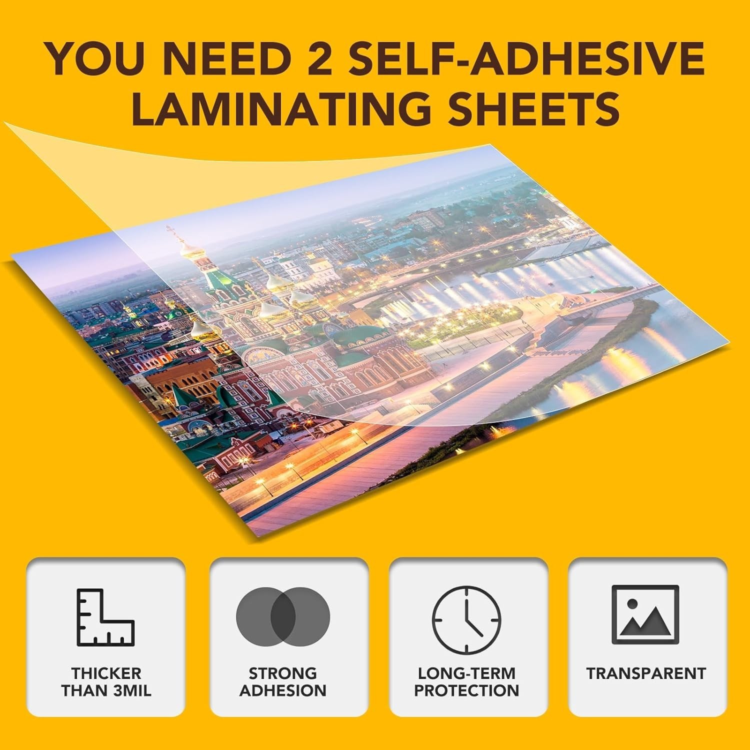 25 Pack Self Adhesive Laminating Sheets, 9 X 12 Inch, Clear Sticker Laminate She