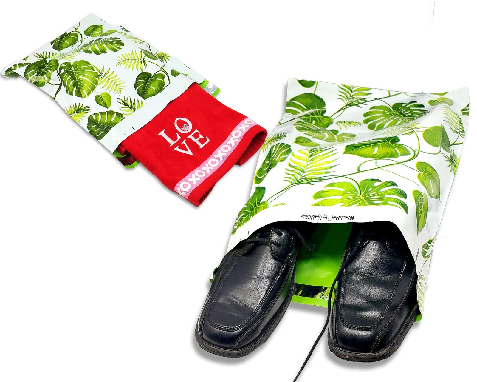 10×13, 14.5x19x4″ Tropical Palm Leaves Flat Poly Mailers Combo, Medium and Large