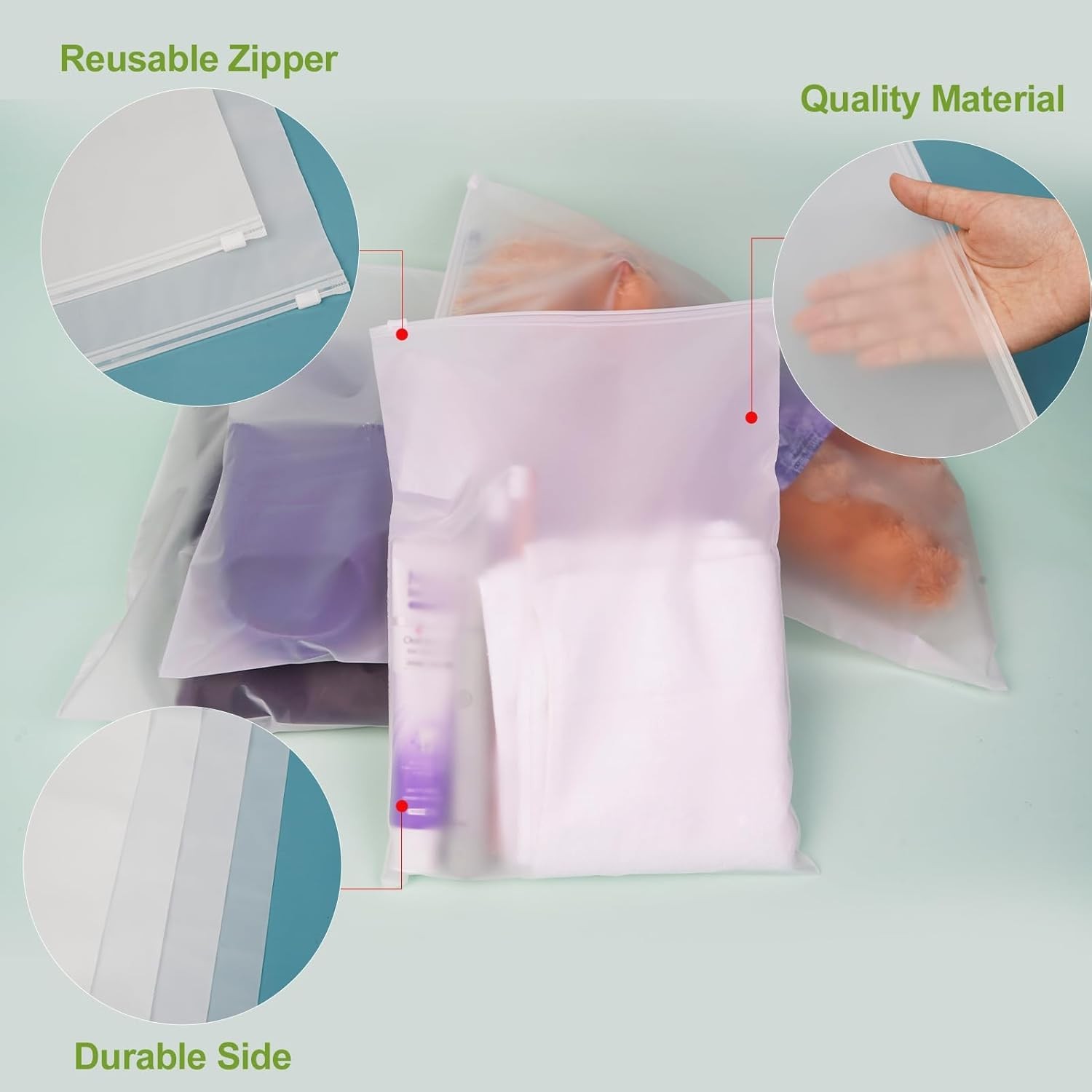 Frosted Packaging Bags for Shipping, 50 Pcs 8×10 Inch Zipper Plastic Shirt Ba…