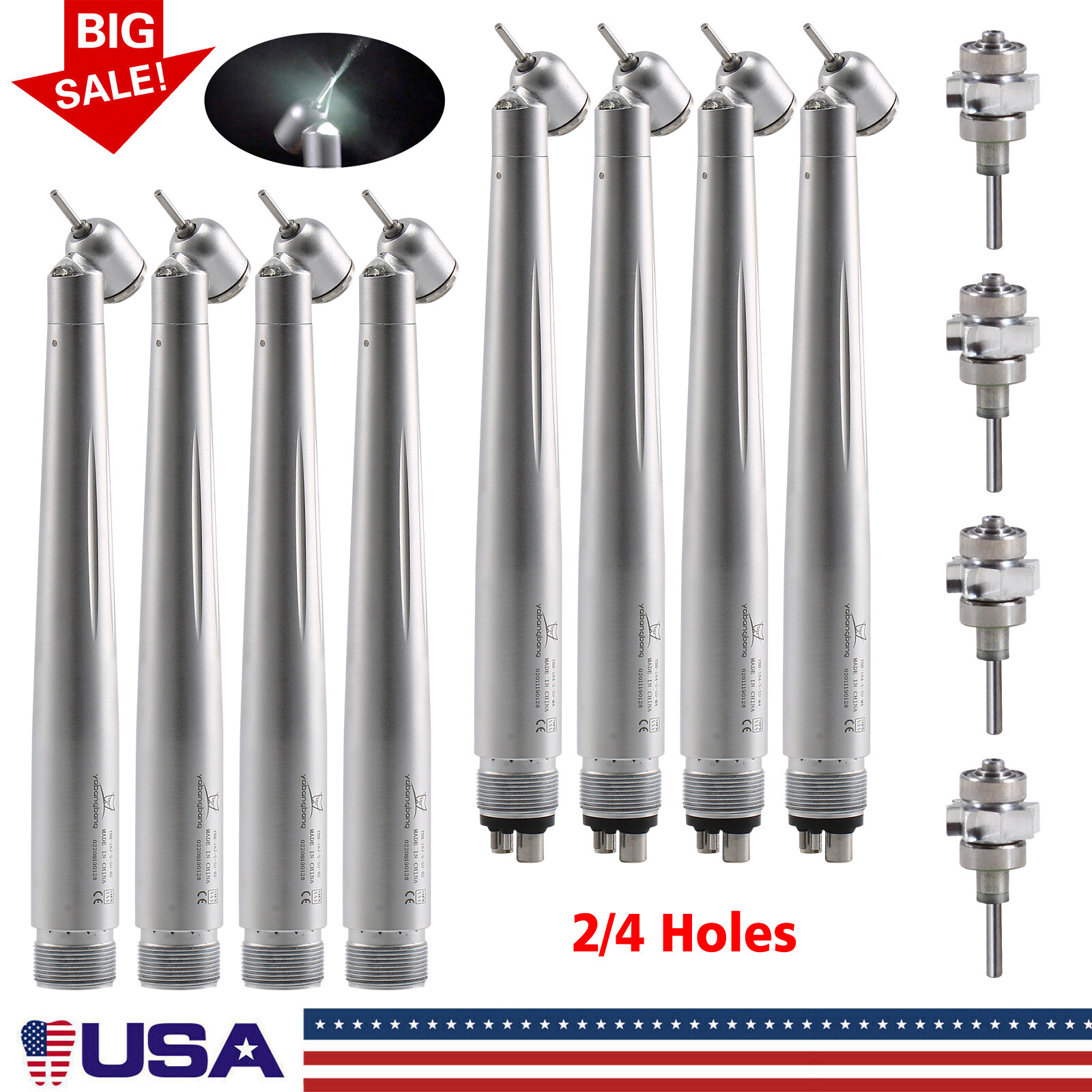 Dental 45° LED E-generator High Speed Surgical Handpiece 2/4Hole/ Cartridage os