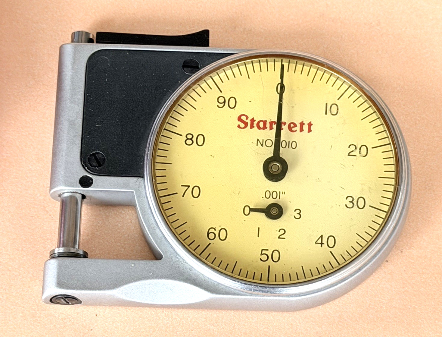 STARRETT No.1010Z Dial Indicator Pocket Gage 0-.375″ Range, 0-100 Dial Reading!