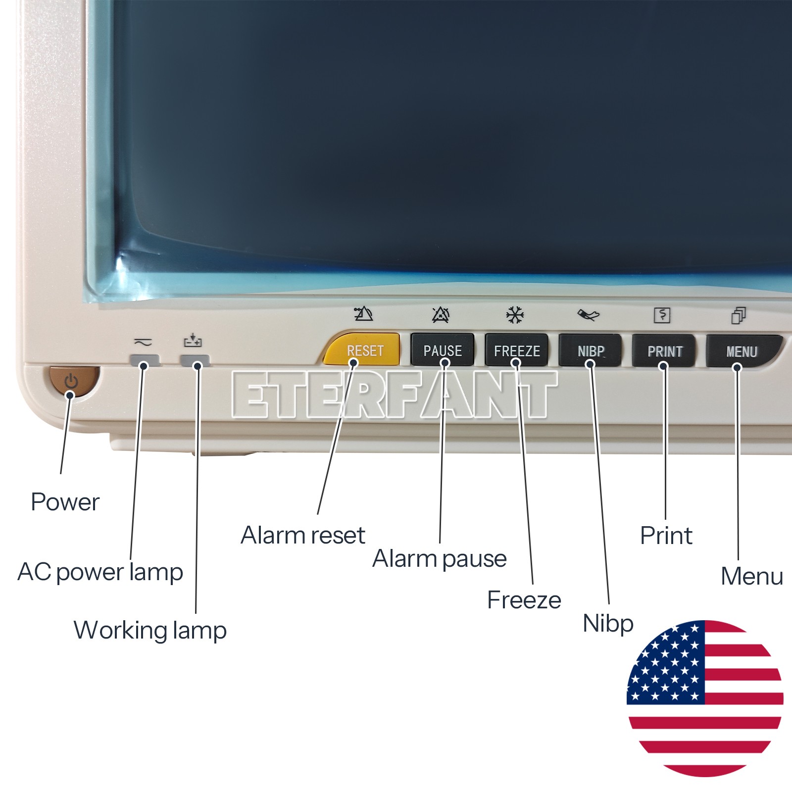 12″ Patient Monitor ICU CCU Vital Sign For Hospital ECG NIBP RESP TEMP SPO2 PR