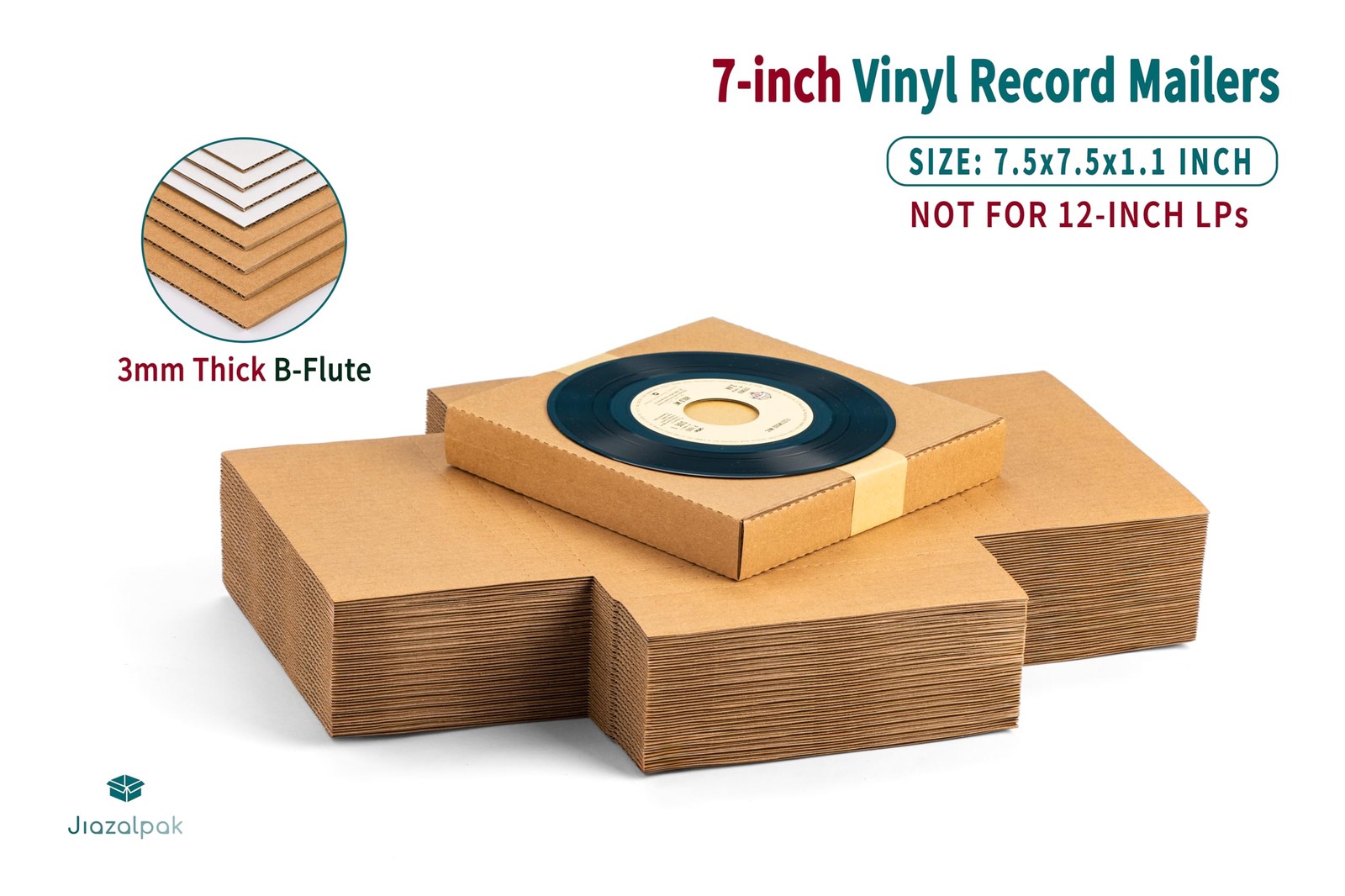 Jiazalpak 7 Inch 45 RPM Record Mailers (NOT for 12″ LPs), 7.5 25 Pack, Brown