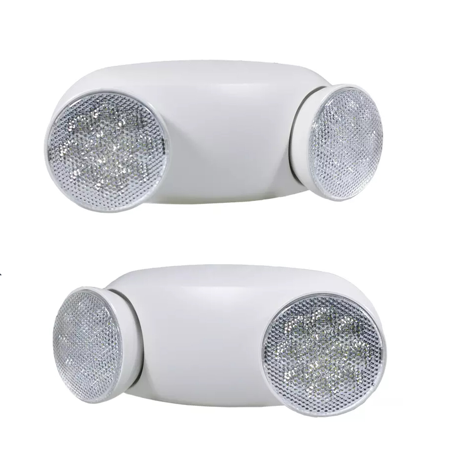 LED Emergency Light Fixtures Adjustable Double Heads Lamp w/Battery Backup UL