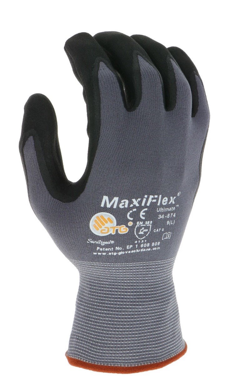 ATG 34-874 MaxiFlex Ultimate Grip Coated WORK GLOVES 12 pair XL