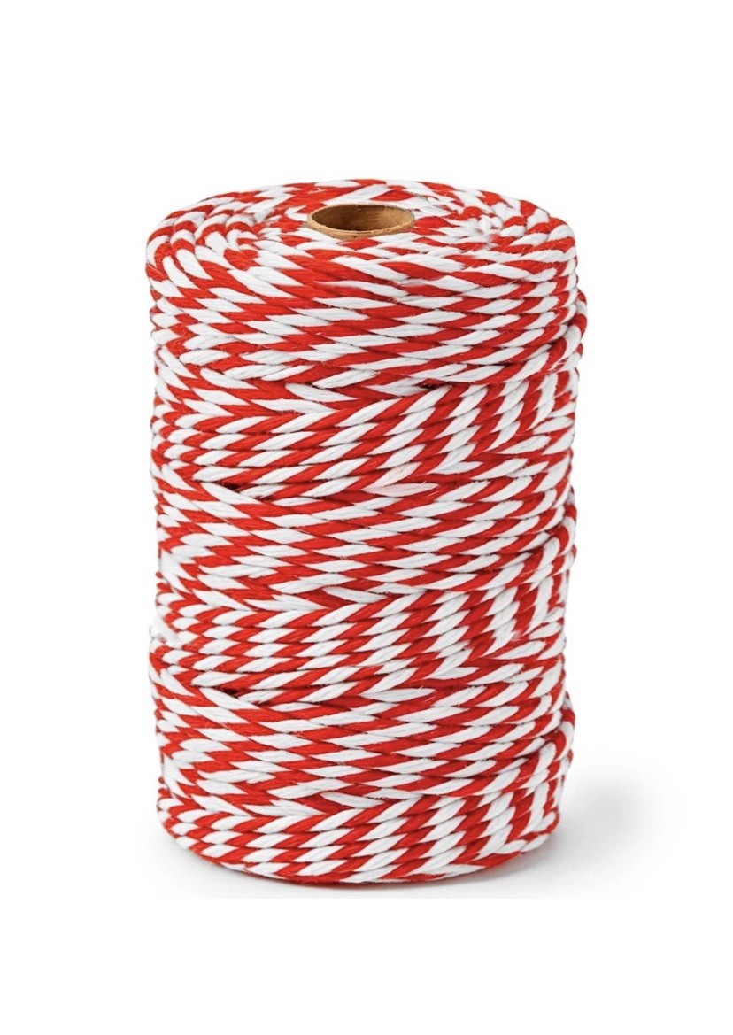 SMART&CASUAL Red and White Cotton Twine, 700 Feet Natural 700 Feet,