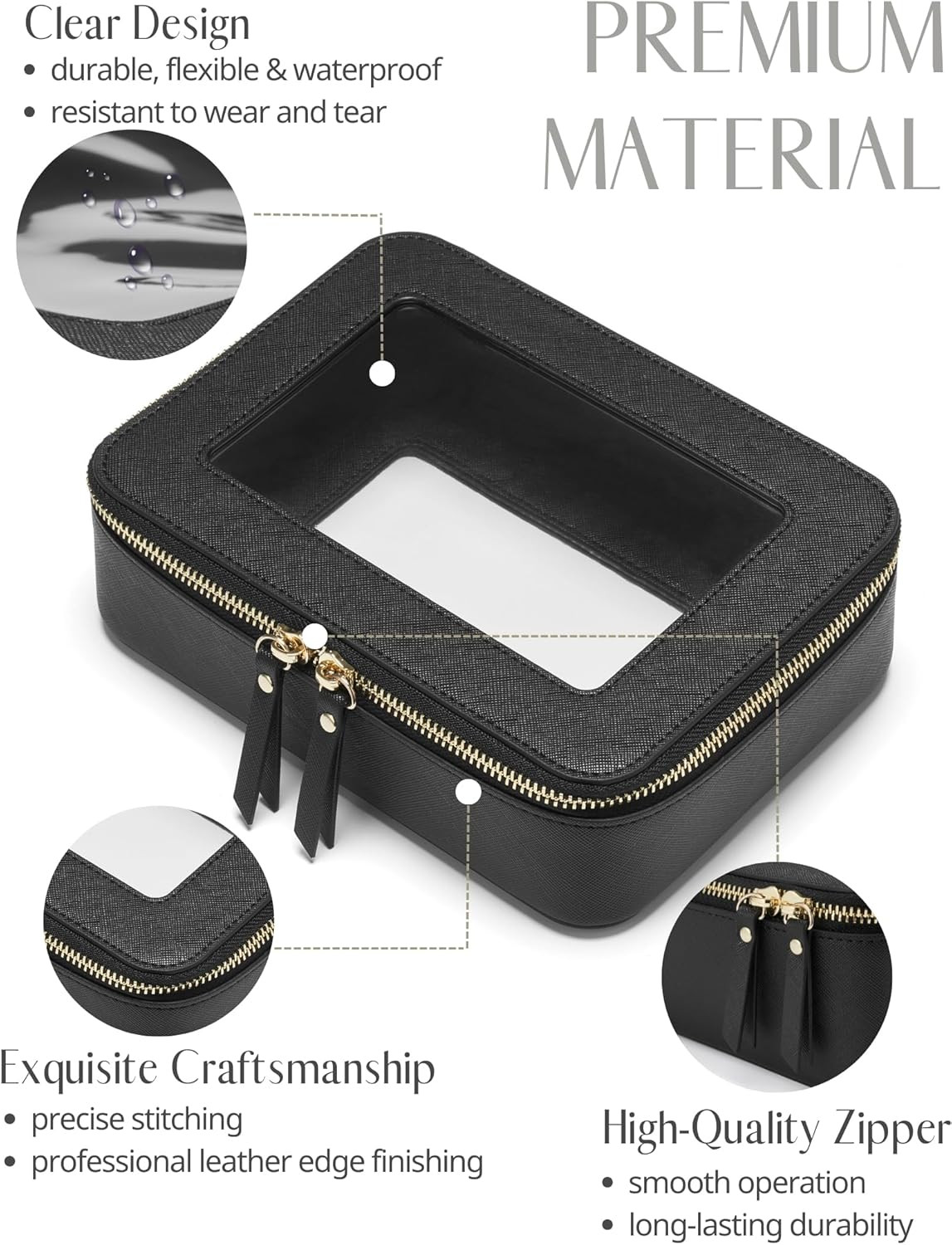 Clear Makeup Bag Travel Cosmetic Case Transparent Toiletry Bag with Zipper, Port