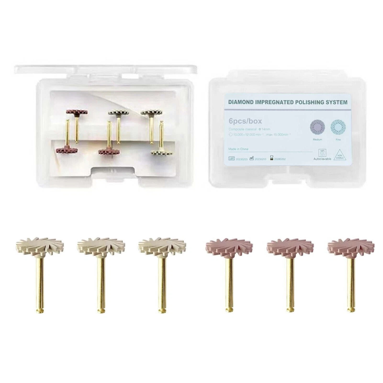 6 Pcs/Box Dental Lab Paste Impreganated 135°C Autoclavable Discs Composite Resin