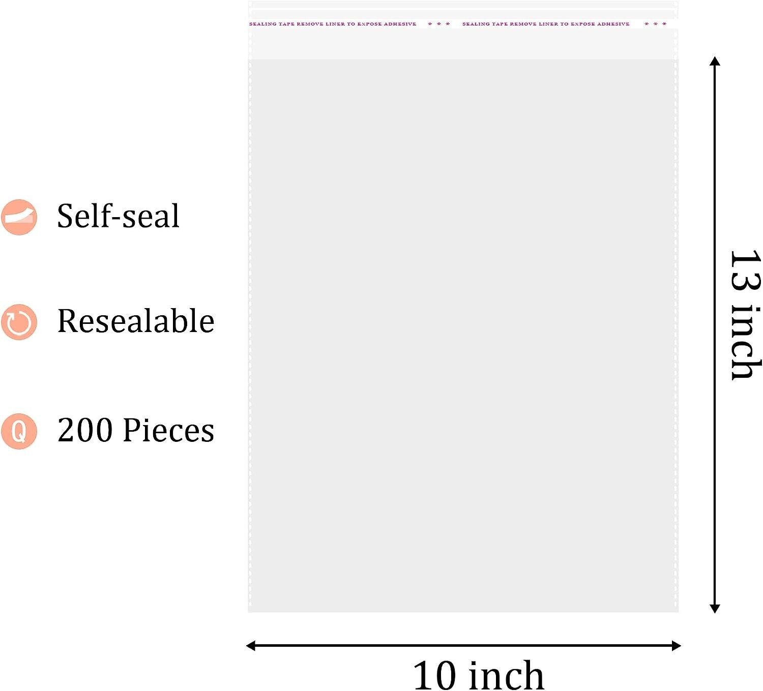 100 10X13 1.5 Mil Bags Resealable Clear T-Shirt Catalog Plastic Opp Cello Bag