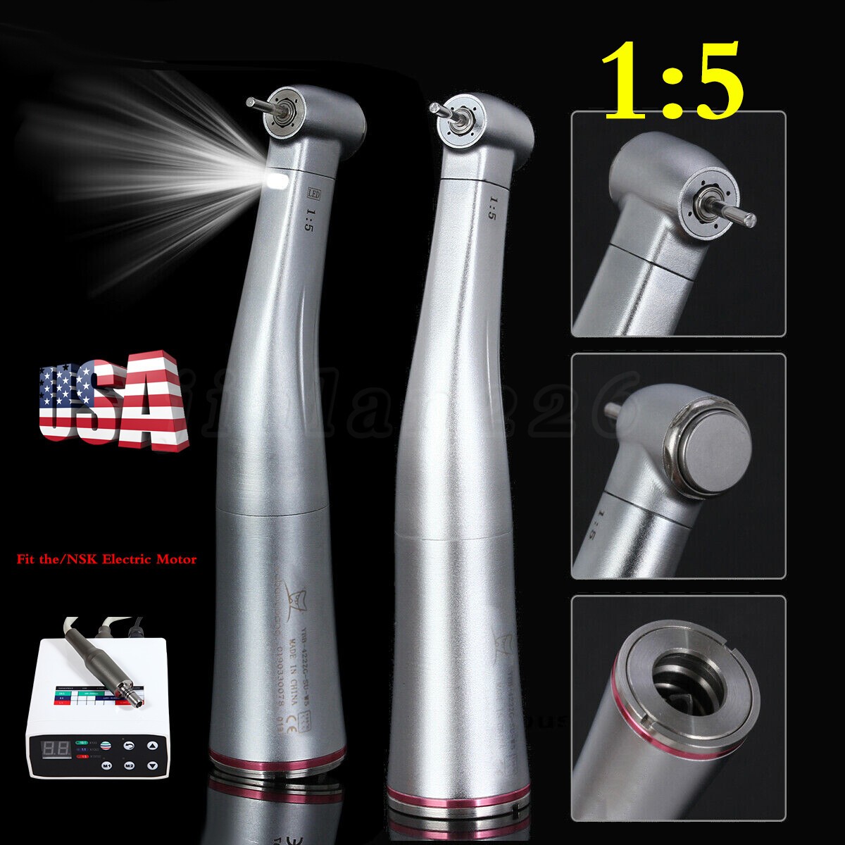 NSK Ti-MAX X95L Type Dental 1:5 (Fiber Optic) Contra Angle Handpiece LED Turbine