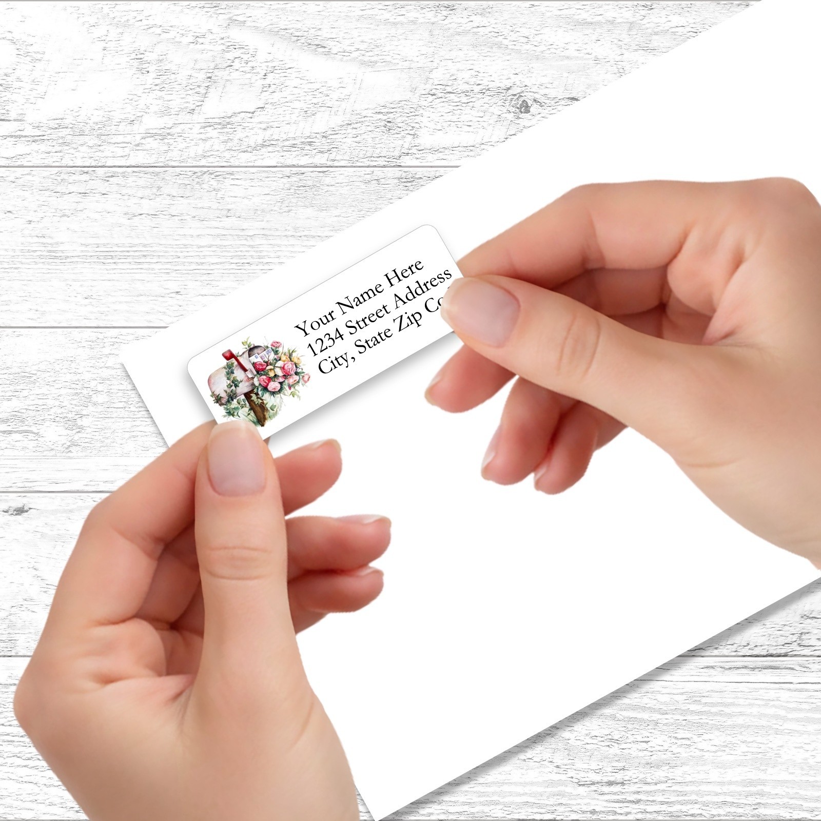 60 Return Address Labels Personalized Printed 3/4 x 2 1/4 Floral Mailbox