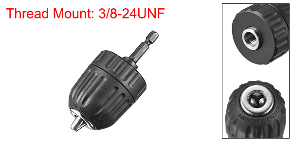 3/8″ Keyless Drill Chuck Hex Shank Adapter 0.8-10mm 3-Jaw for Cordless Drill