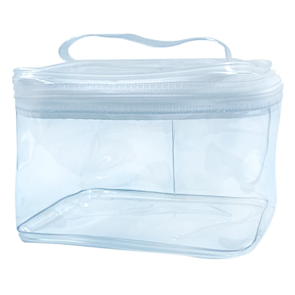 TotePrint 2PCS Clear Handle Zipper Cosmetic Bag and 2 Pcs Transparent