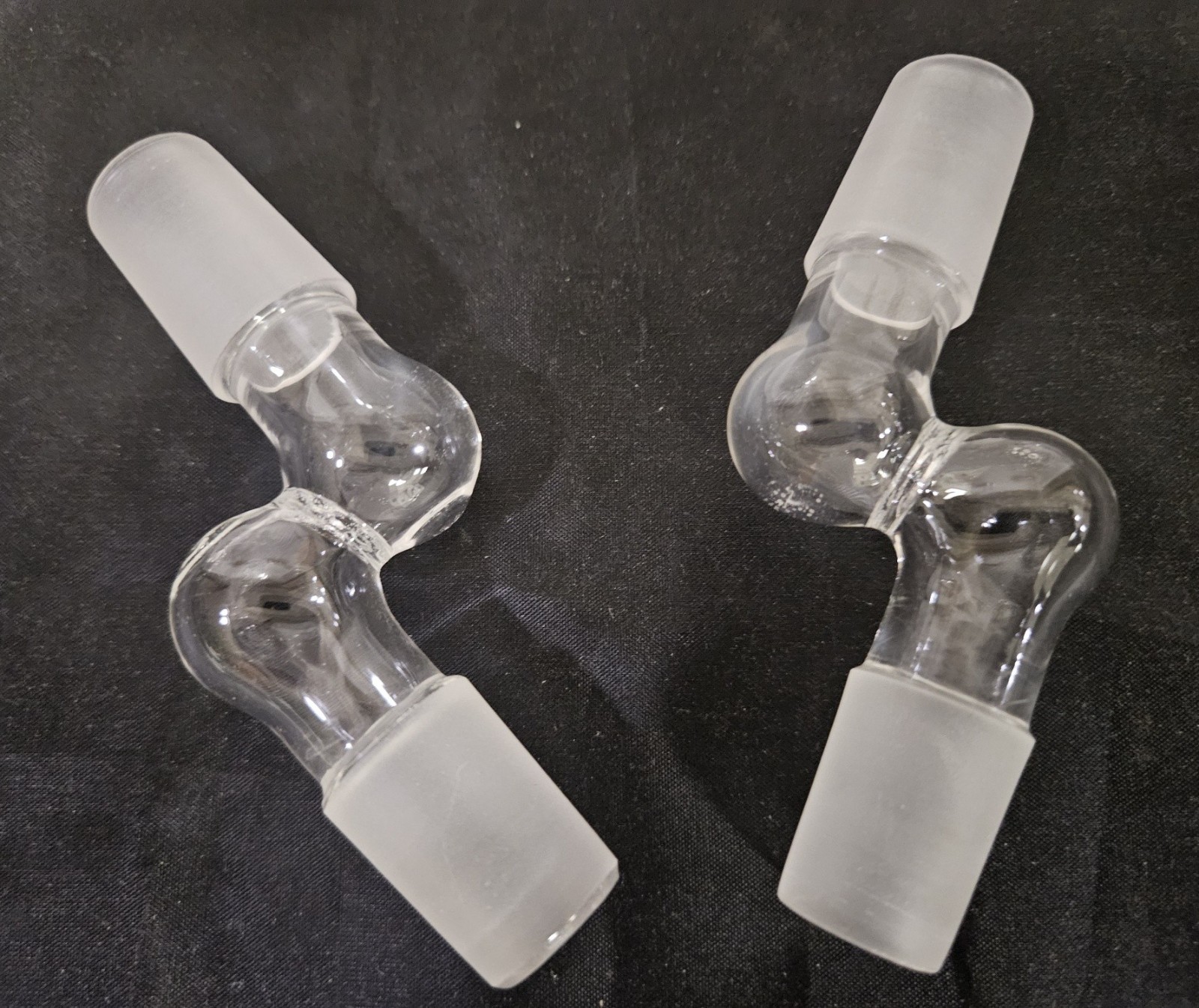 2 pc. Lot- Hand made 18mm male to 18mm male glass Adapters + 5 screens FREE