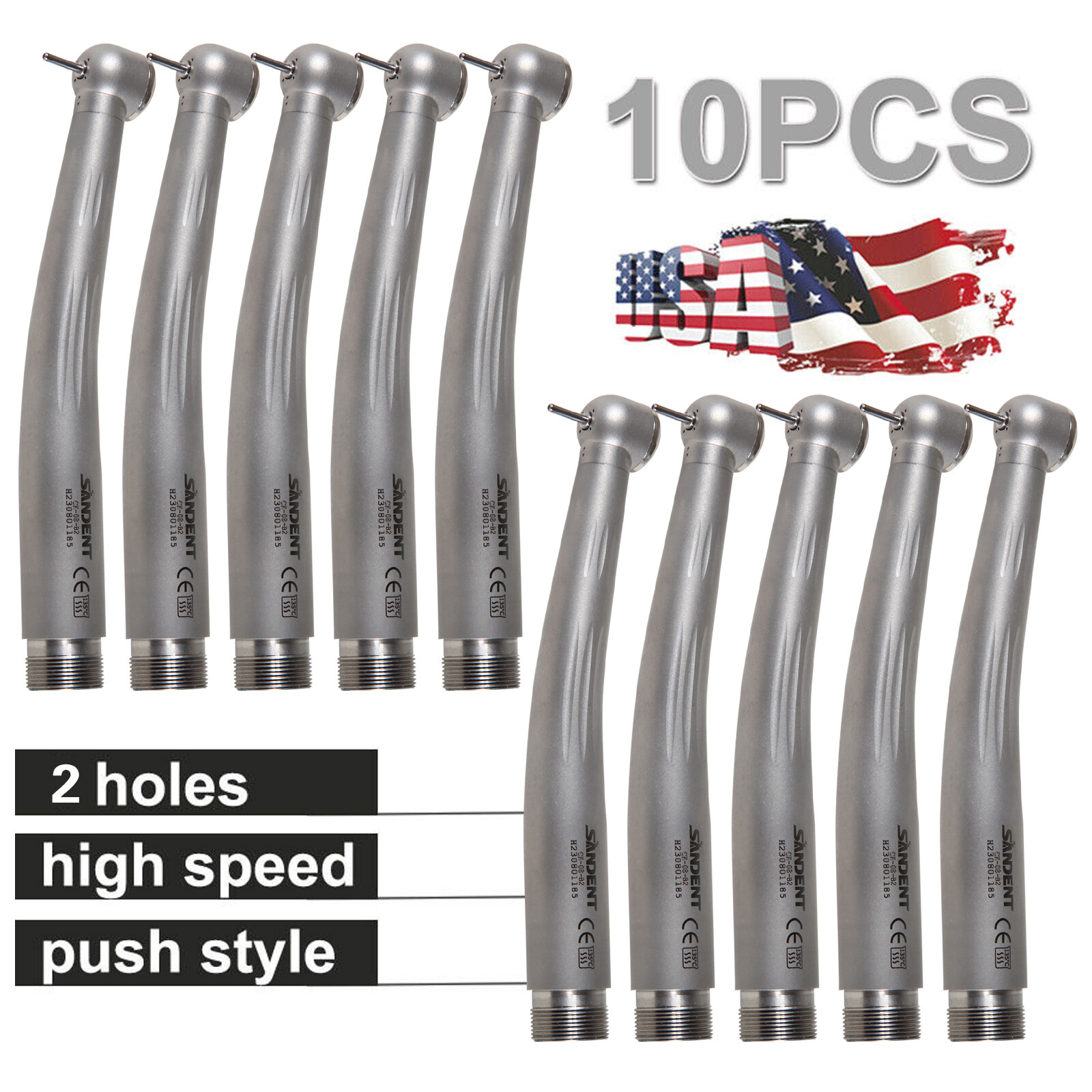 10x Dental High Speed Handpiece Ceramic Cartridage Push 2 Holes Single Spray