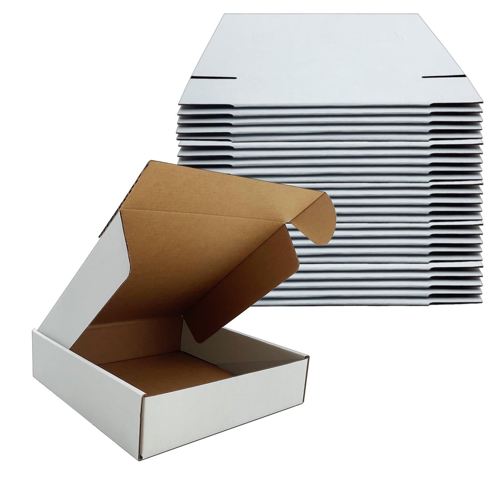 8x8x2 Inches Shipping Boxes Set of 25,White Corrugated Mailing Cardboard Box …