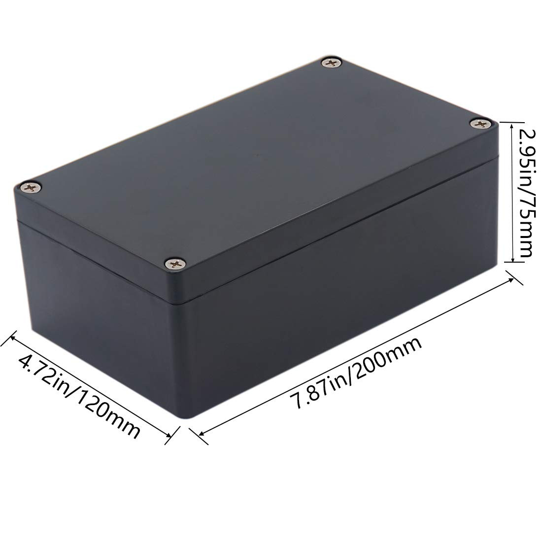 Power Junction Box – Black Electrical Project Case, 7.87″x4.72″x2.95