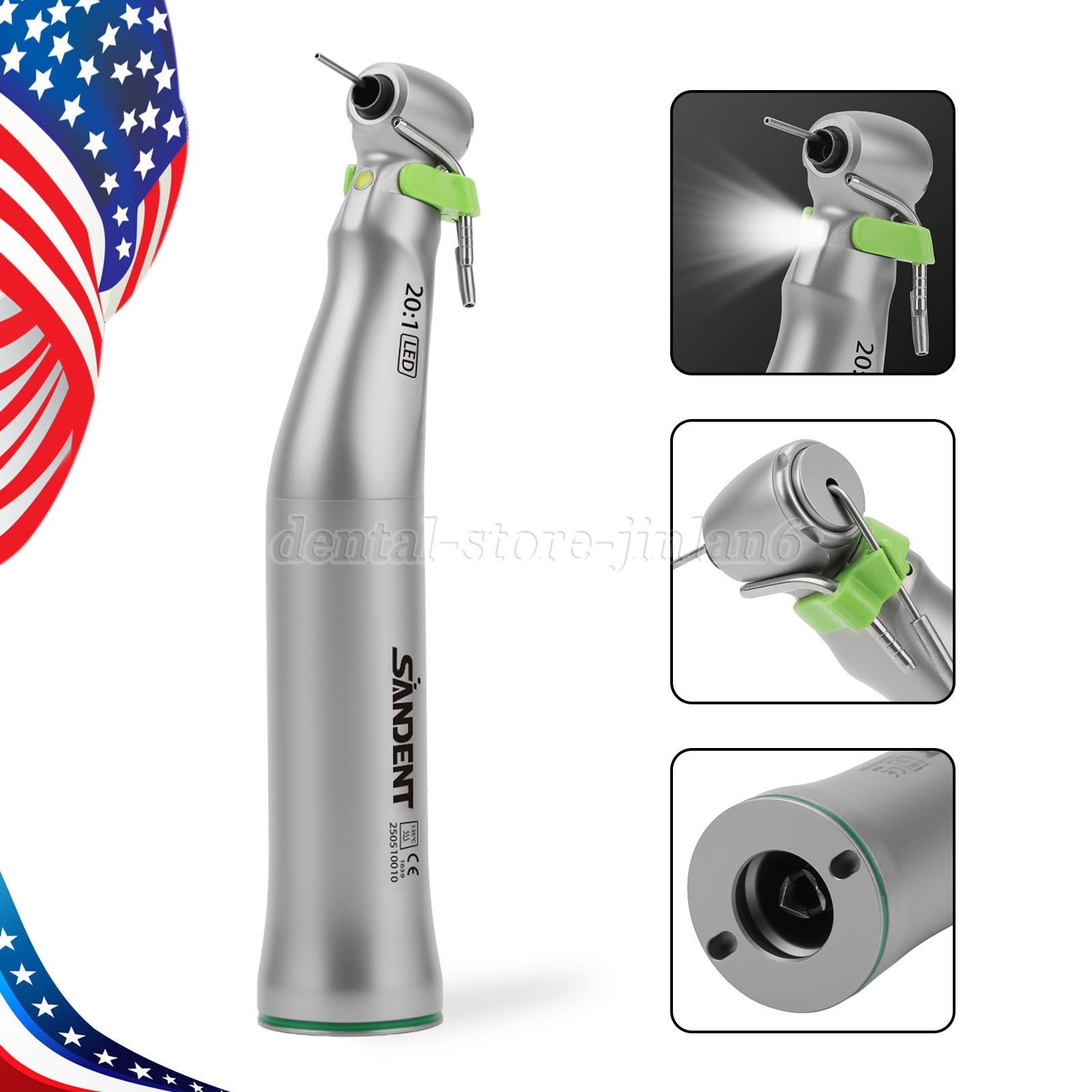 New WS-75 LG 20:1 LED+ Contra Angle E-Type for W&H Dental Implant Surgical Motor