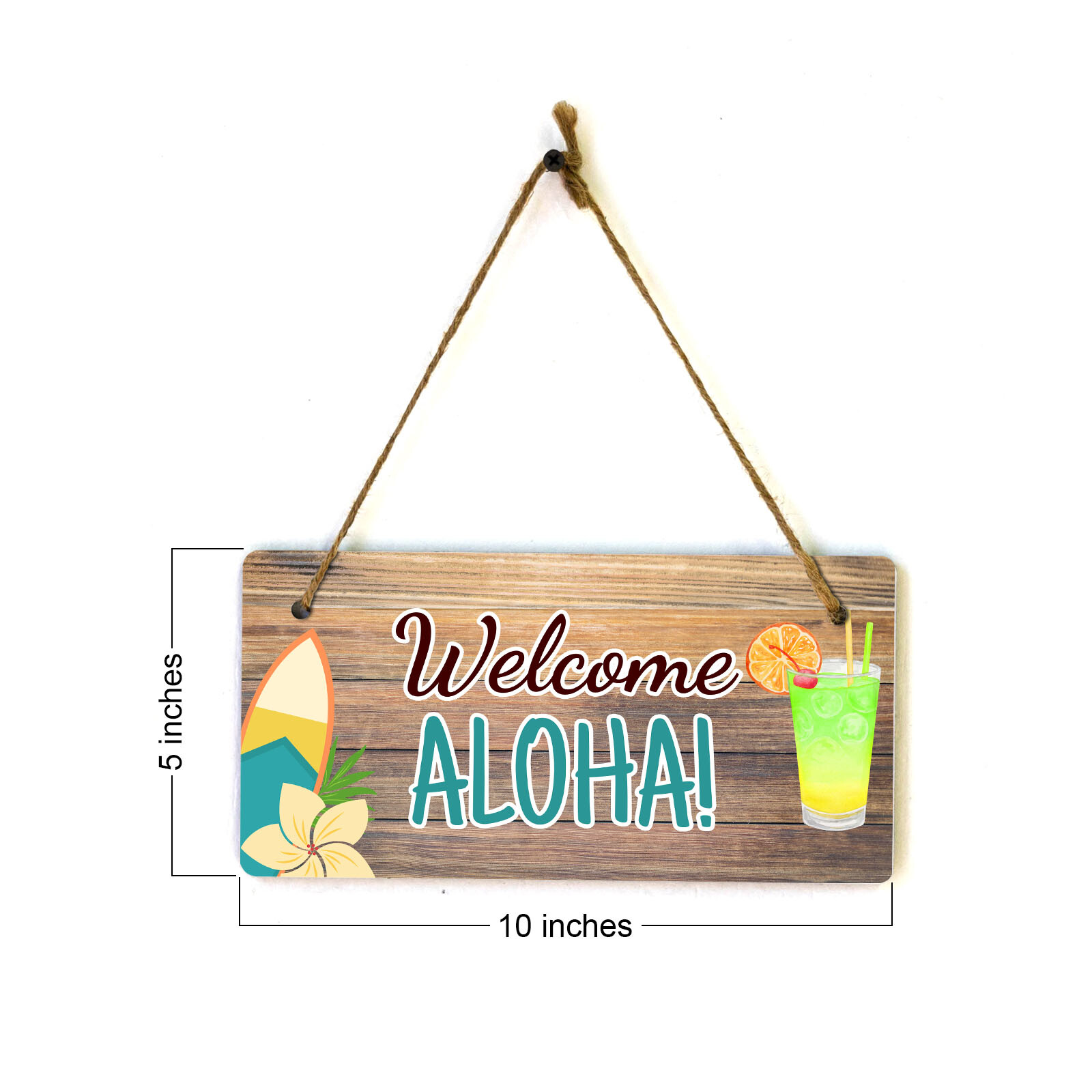 Welcome Aloha! 5×10 Hanging Plus Wall or Door Sign | Home Decor