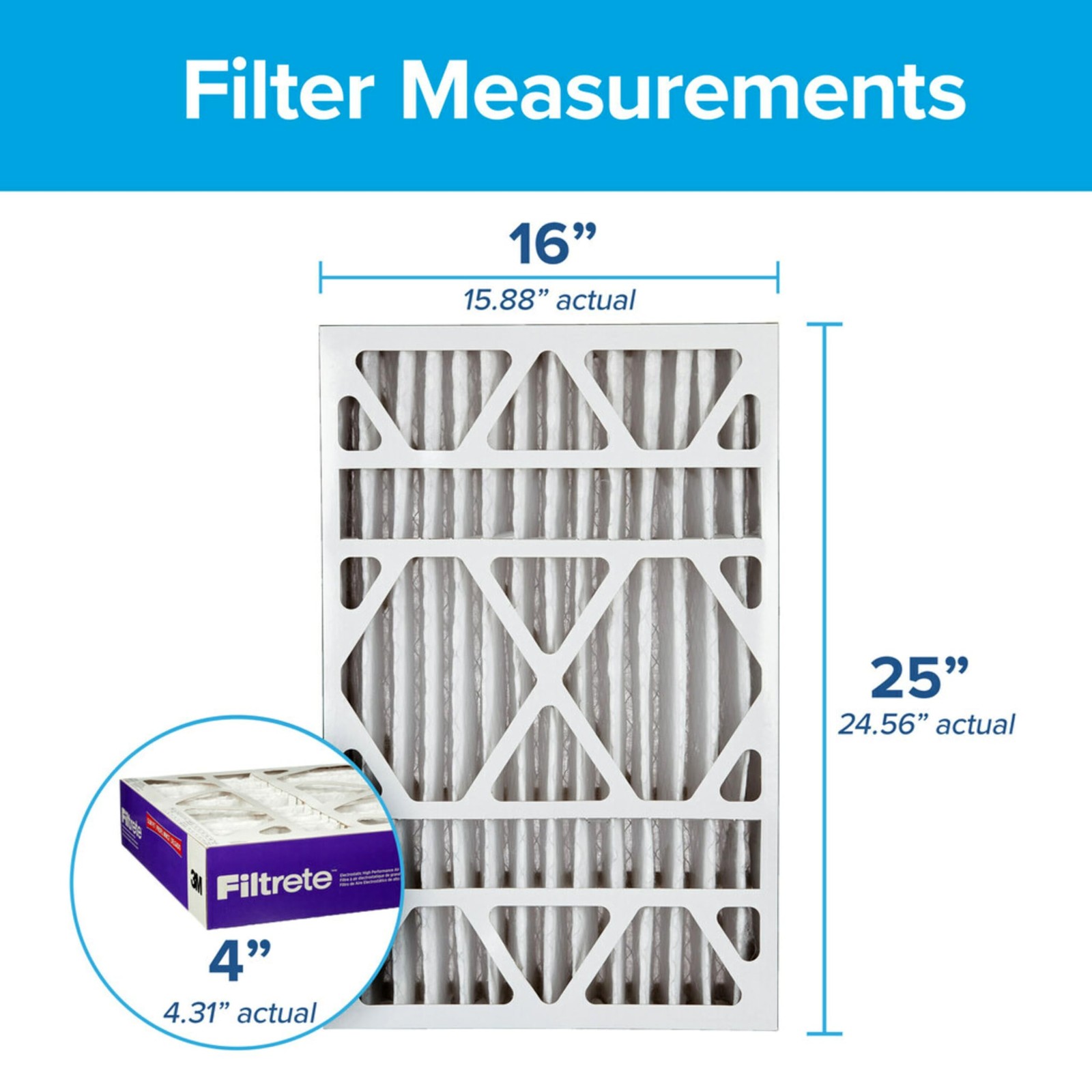 Filtrete 16x25x4 Air Filter MERV 12, MPR 1550 Certified Asthma &