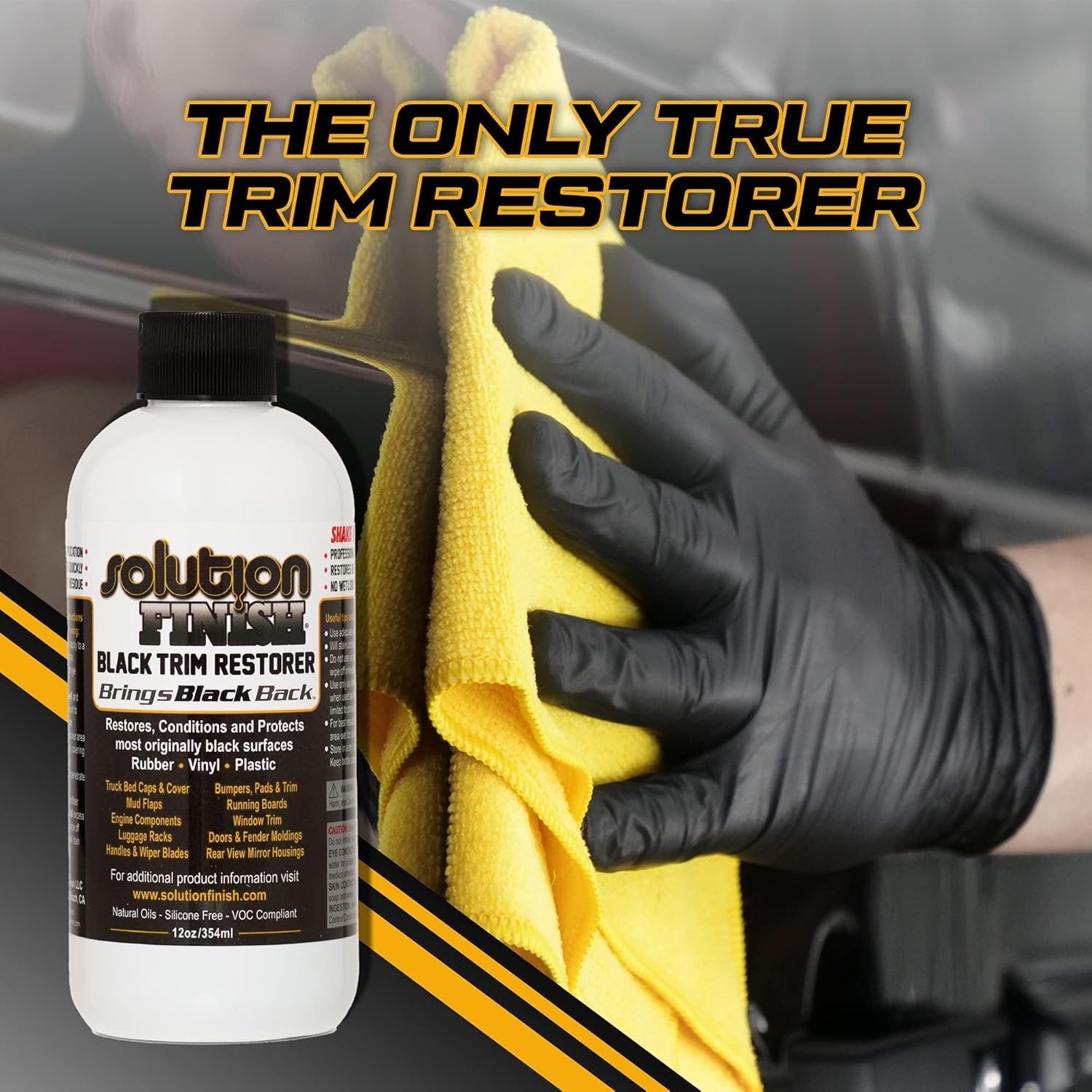 Solution Finish – Black Plastic & Vinyl Trim Restorer, Black (12 oz)