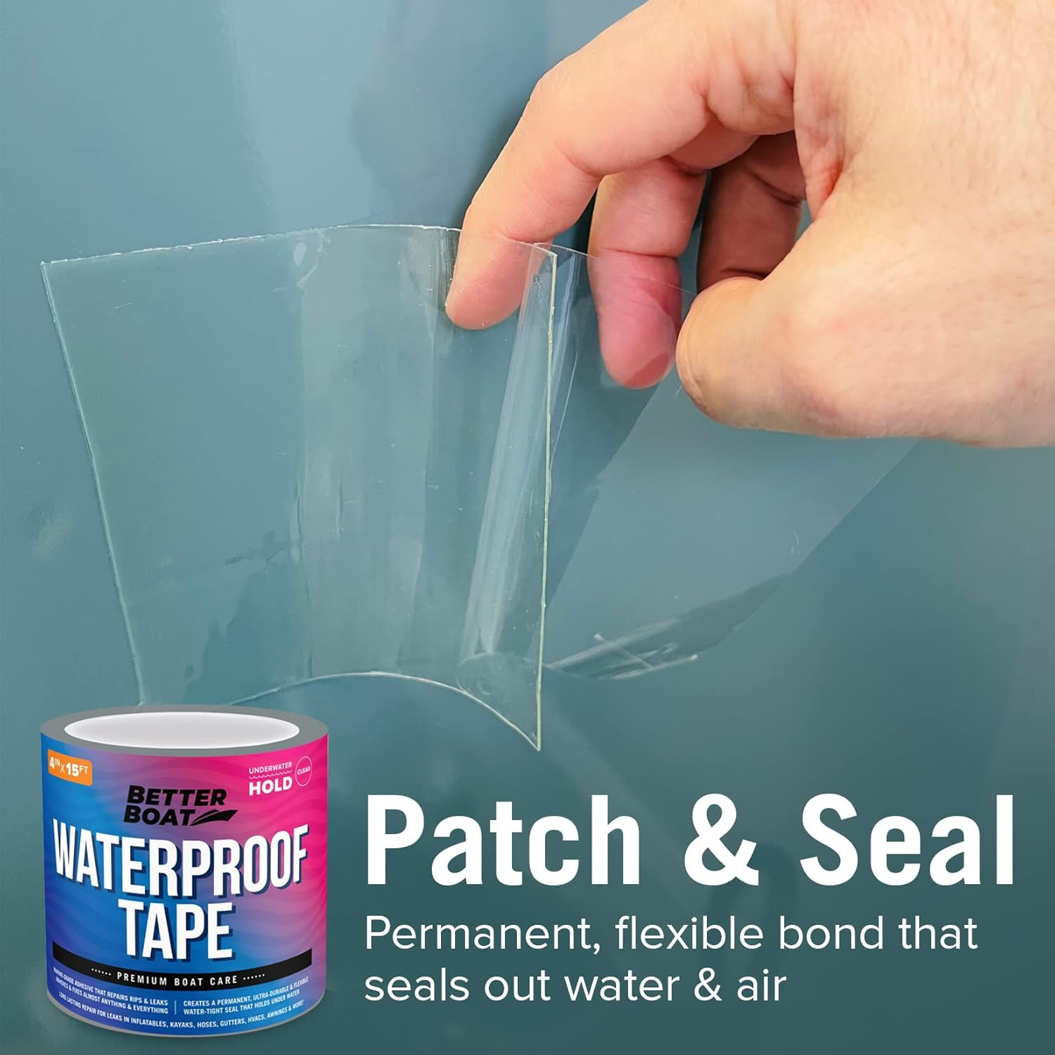 Clear Waterproof Tape for Leaks Heavy Duty Marine Grade Seal Tape, 15 Ft X 4 In,