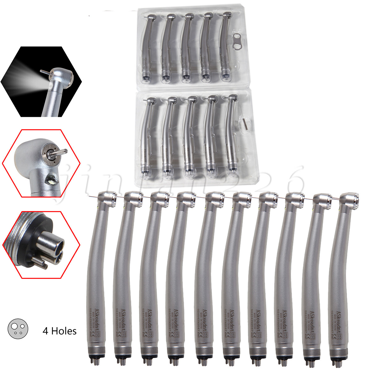 Dental Fiber Optic E-generator High-Speed LED 3-Way Spray Handpiece Torque 4HOLE