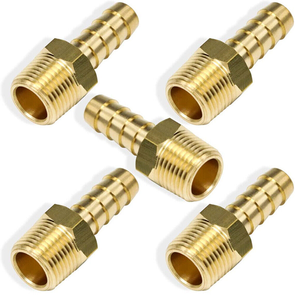 5pcs 3/8″ HOSE BARB X 3/8″ MALE NPT Brass Gas Fuel Water Air Fitting Universal