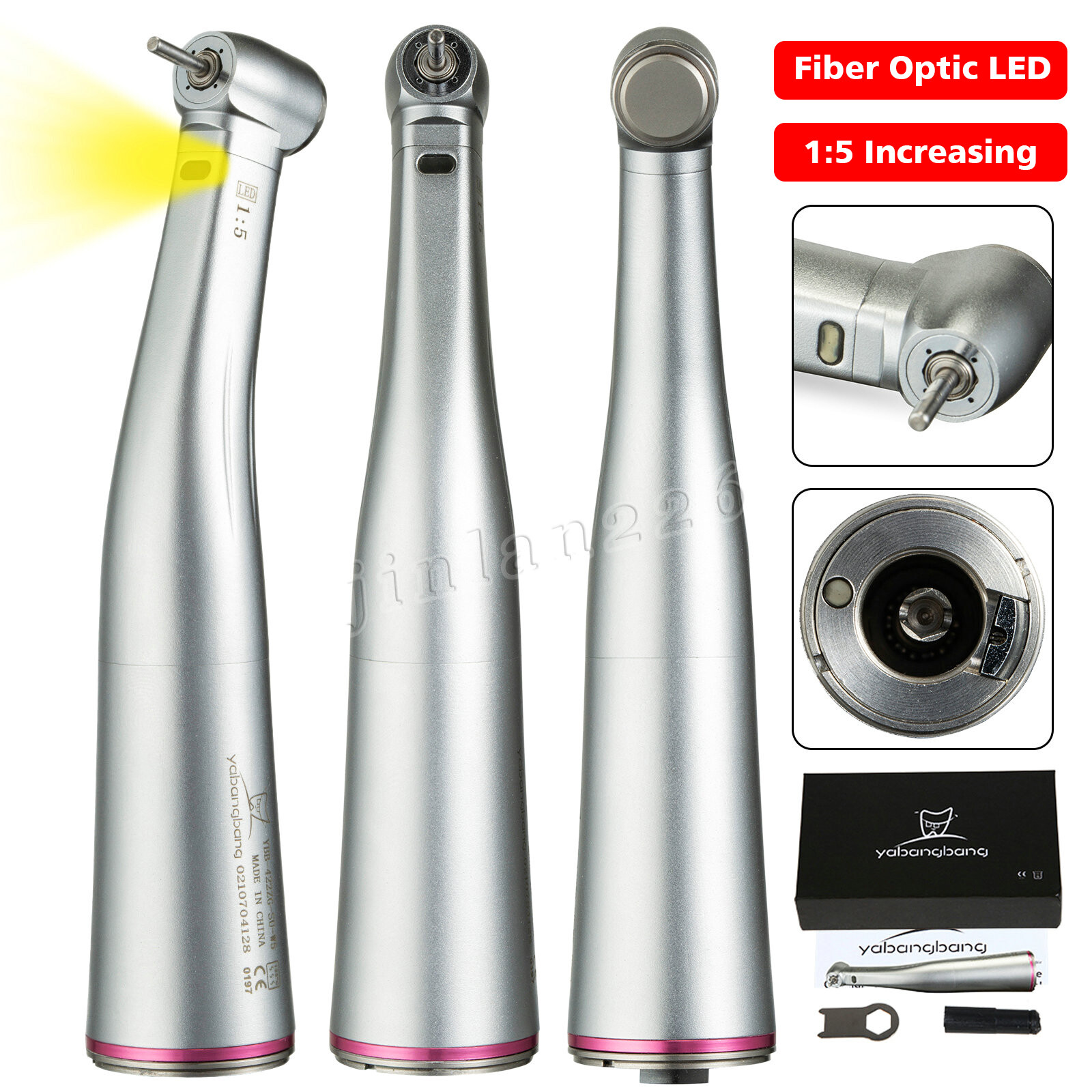 Yabangbang 1:5 Contra Angle Electric Dental Handpiece Fiber Optic Mini Head