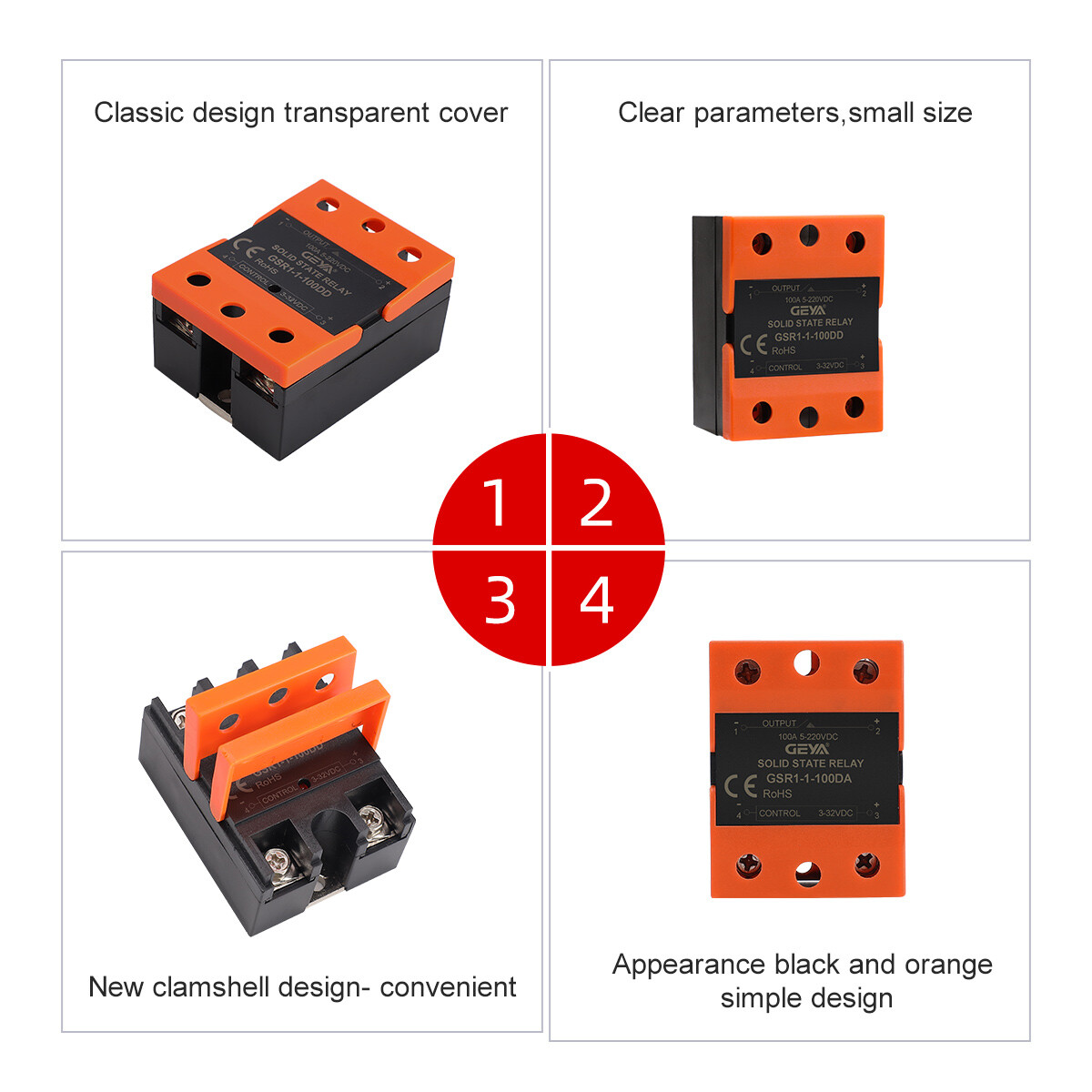 GEYA Solid State Relay Module SSR-10A 25A 40A DA 3-32VDC to 24-480VAC With Cover