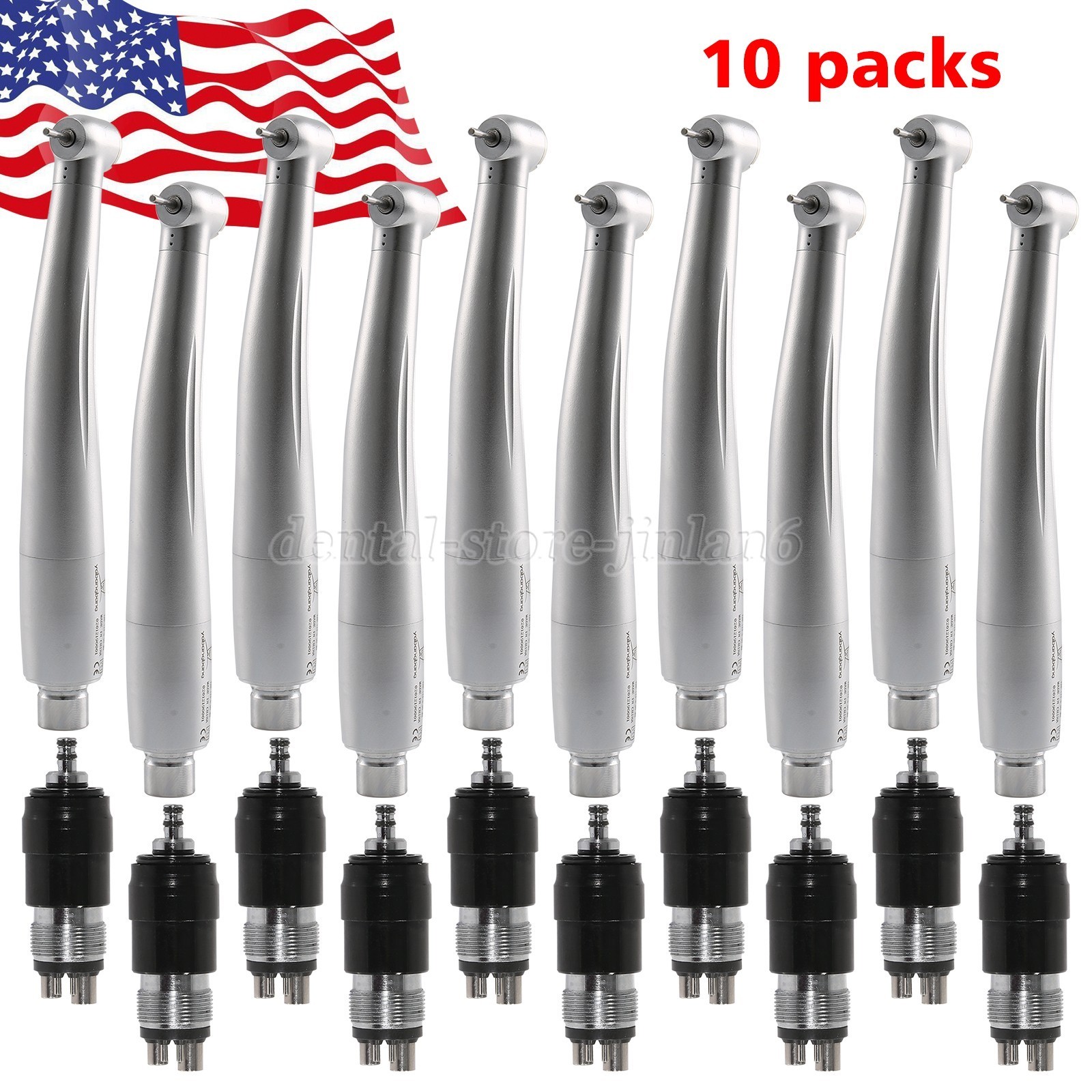 10 Pcs NSK Style Dental High Speed Turbine Handpiece+4 Hole Quick Coupling YBNK4
