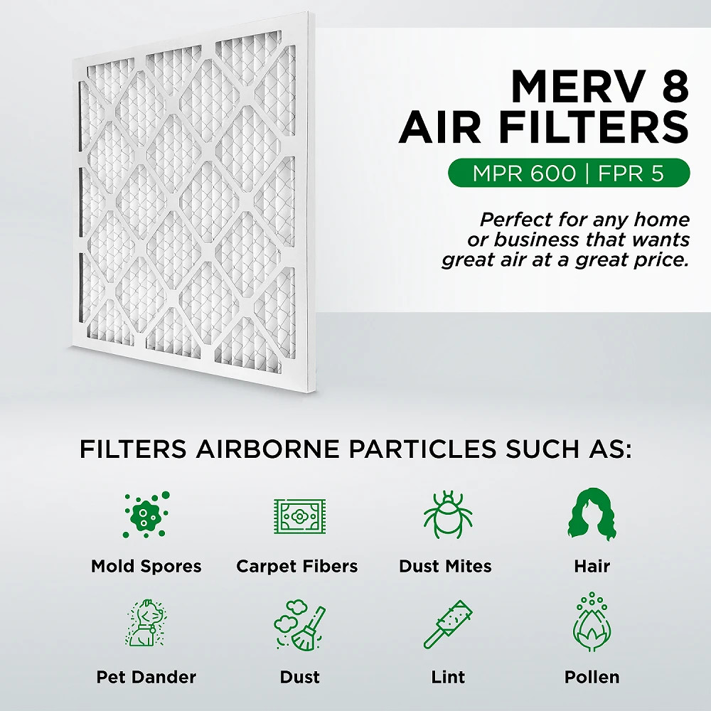 14x25x1 MERV 8 AC Furnace Air Filters. 12 Pack