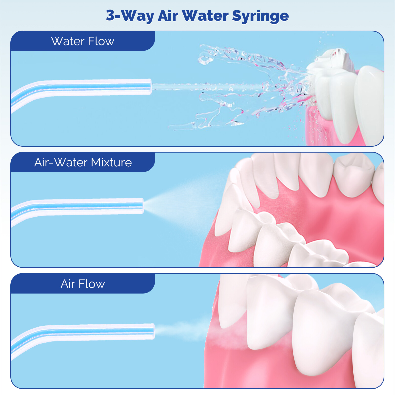 Dental 3-Way Air Water Syringe Disposable Spray Tips Triple Nozzles Tubes 3Types