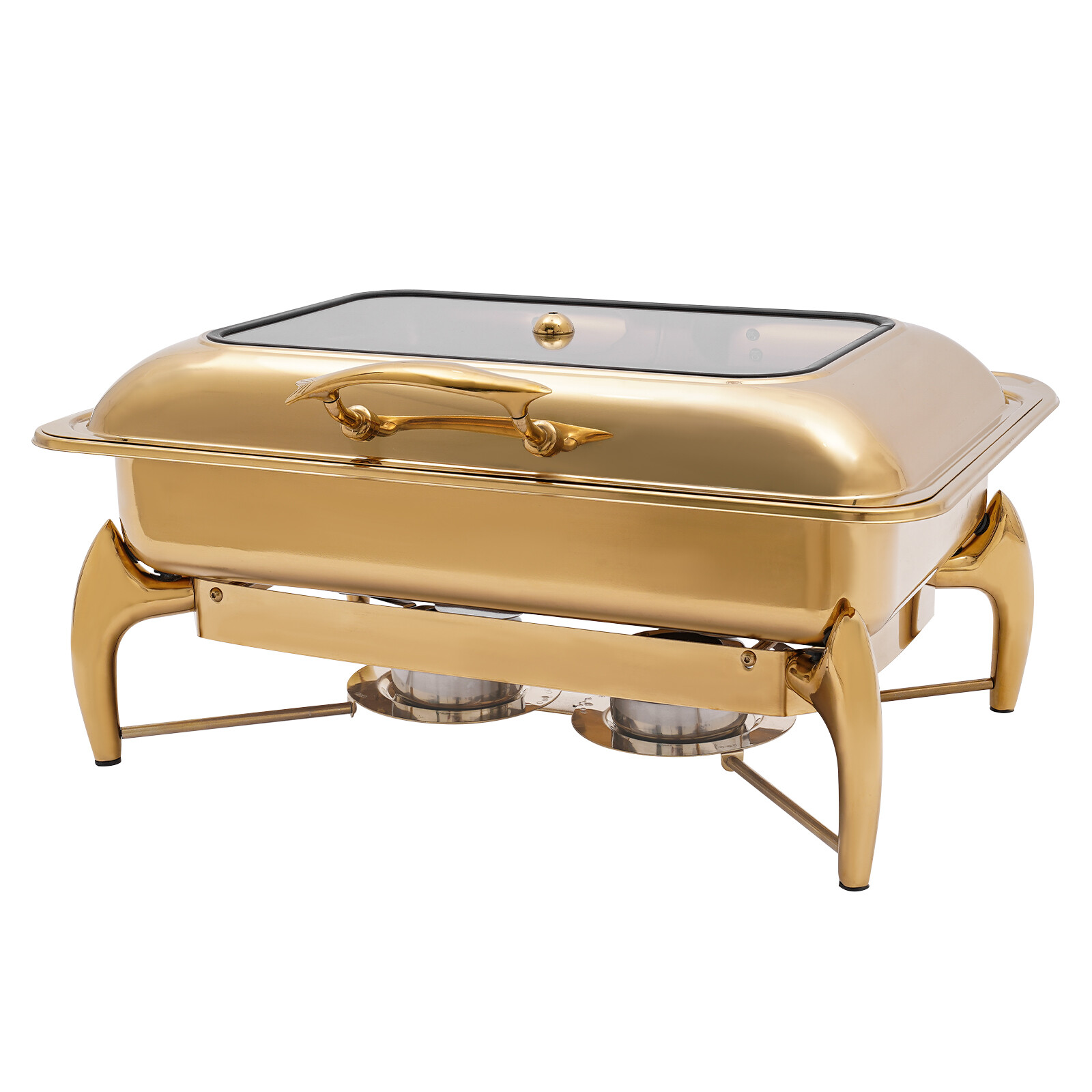 Gold 9QT Roll Top Chafing Dish Buffet Set Stainless Steel with Fuel Holder Home