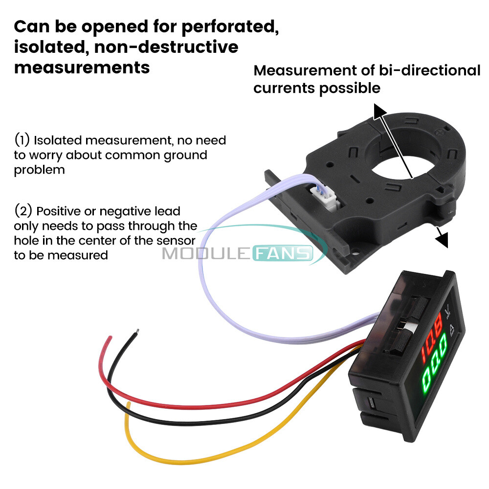 DC0-300V 50/100/200/400A Isolated Current Voltage Meter Hall Ammeter Voltmeter