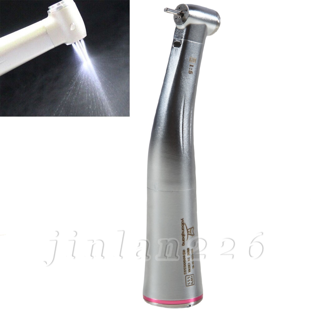 NSK Ti-MAX X95L Style Dent 1:5 LED Fiber Optic Contra Angle Handpiece Red Ring