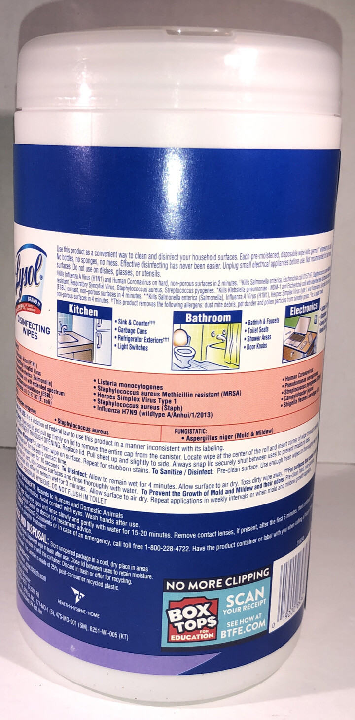 Lysol Wipes Early Morning Breeze Scent-3X Stronger-80 Wipes-Kills 99%-SHIP24H