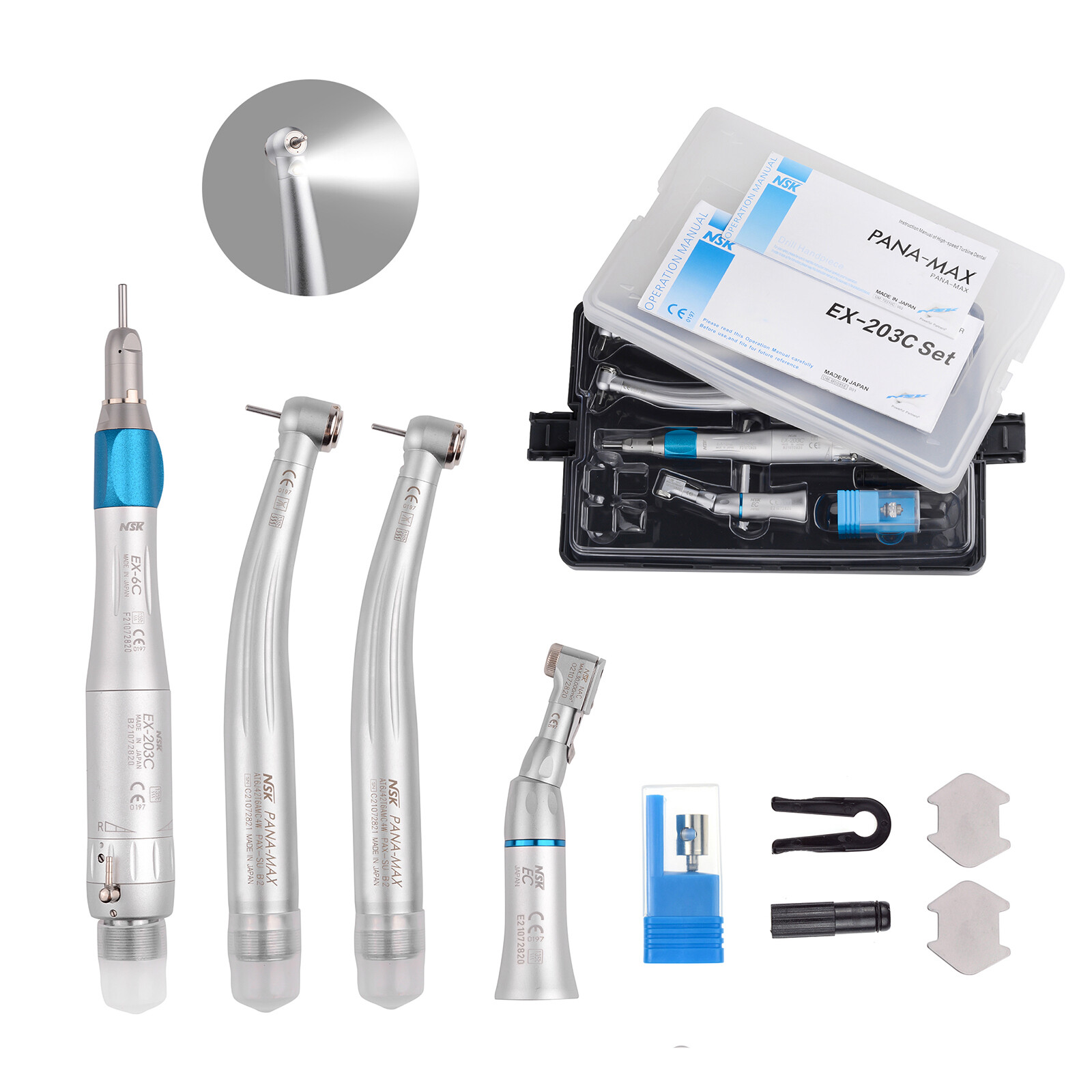 NSK Type Dental PANA-MAX LED High Speed Handpiece+EX-203C Low Speed Handpiece 2H