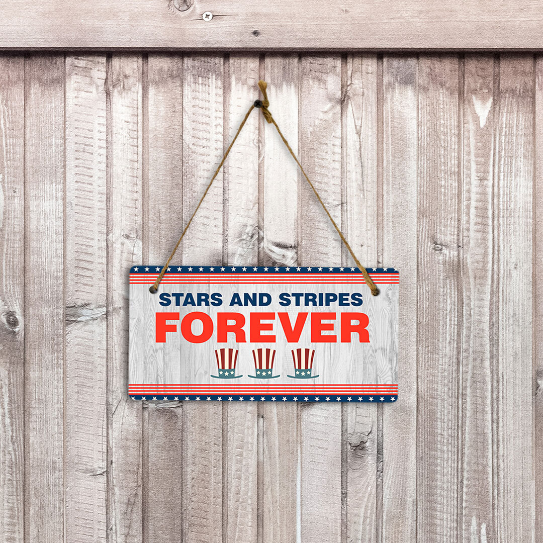 Stars And Stripes Forever 5×10 Hanging Plus Wall or Door Sign | USA Home Décor