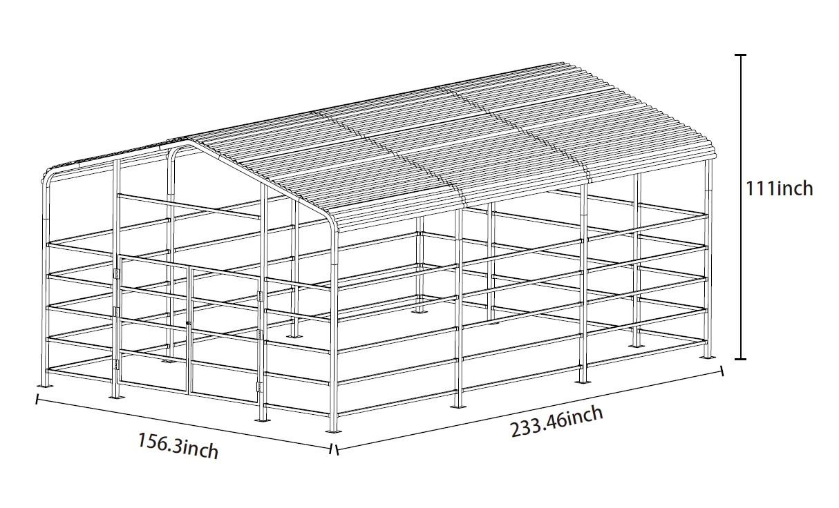 13x20ft Galvanized Livestock Shelter Metal Cattle Shed Steel Barn Horse Goat