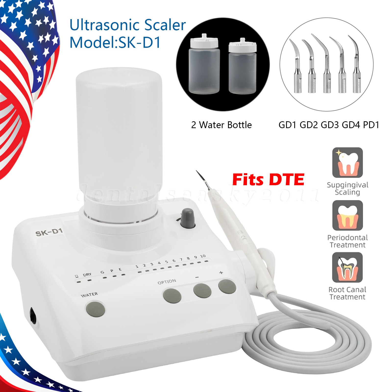 Dental Ultrasonic Piezo Scaler+Handpiece Bottles Fit DTE SATELEC Model:SK-D1