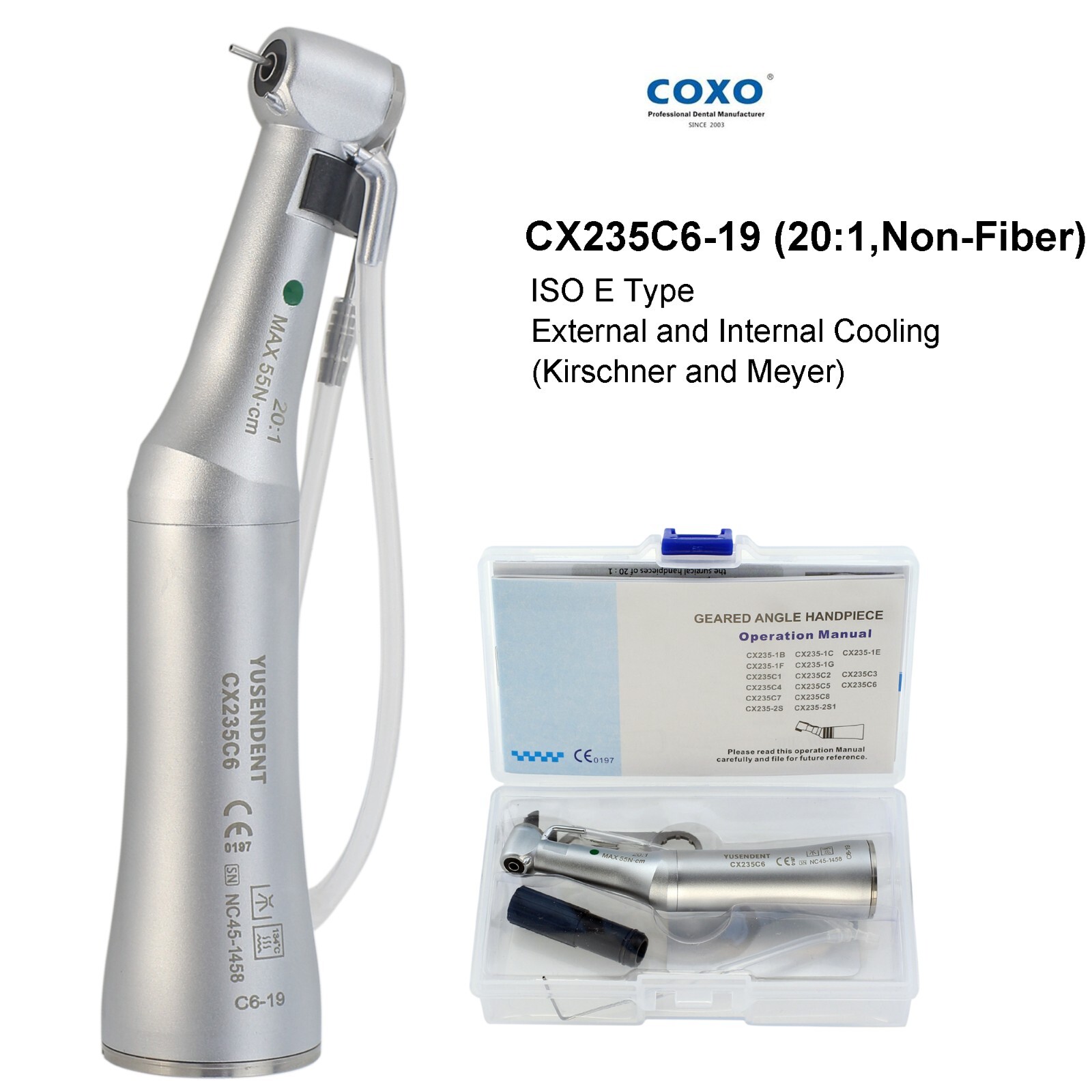 COXO Dental Surgical Handpiece 20:1 Implant Contra Angle Straight 20˚ Angle NSK