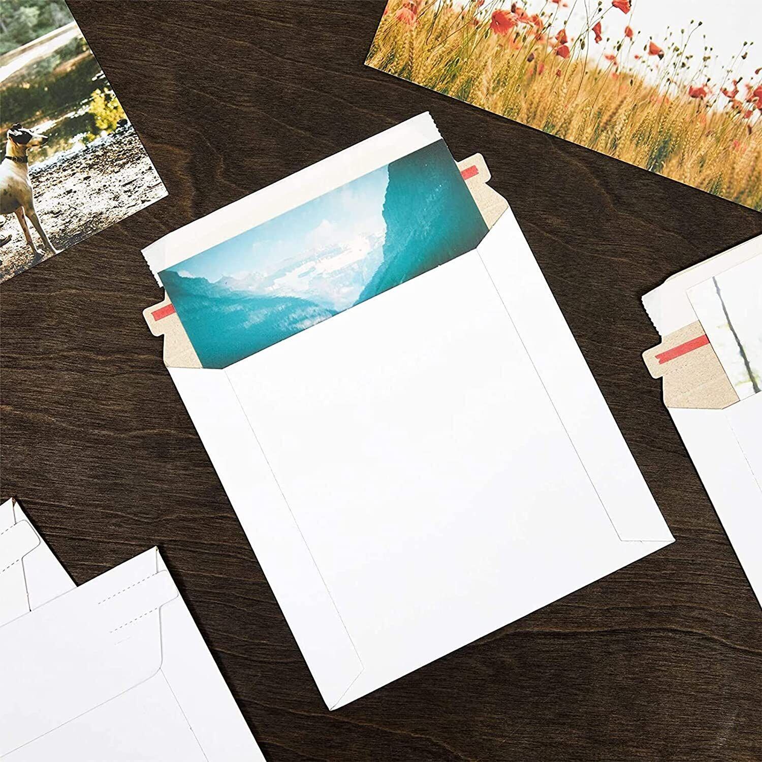 25-1000pcs 6.5 x 4.5 White RIGID PHOTO SHIPPING FLATS CARDBOARD ENVELOPE MAILERS
